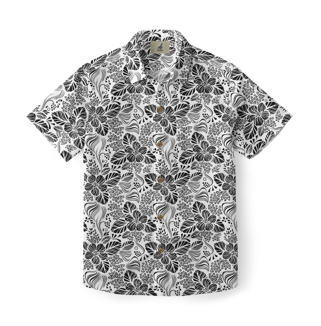 White Black Floral Hawaiian Shirt