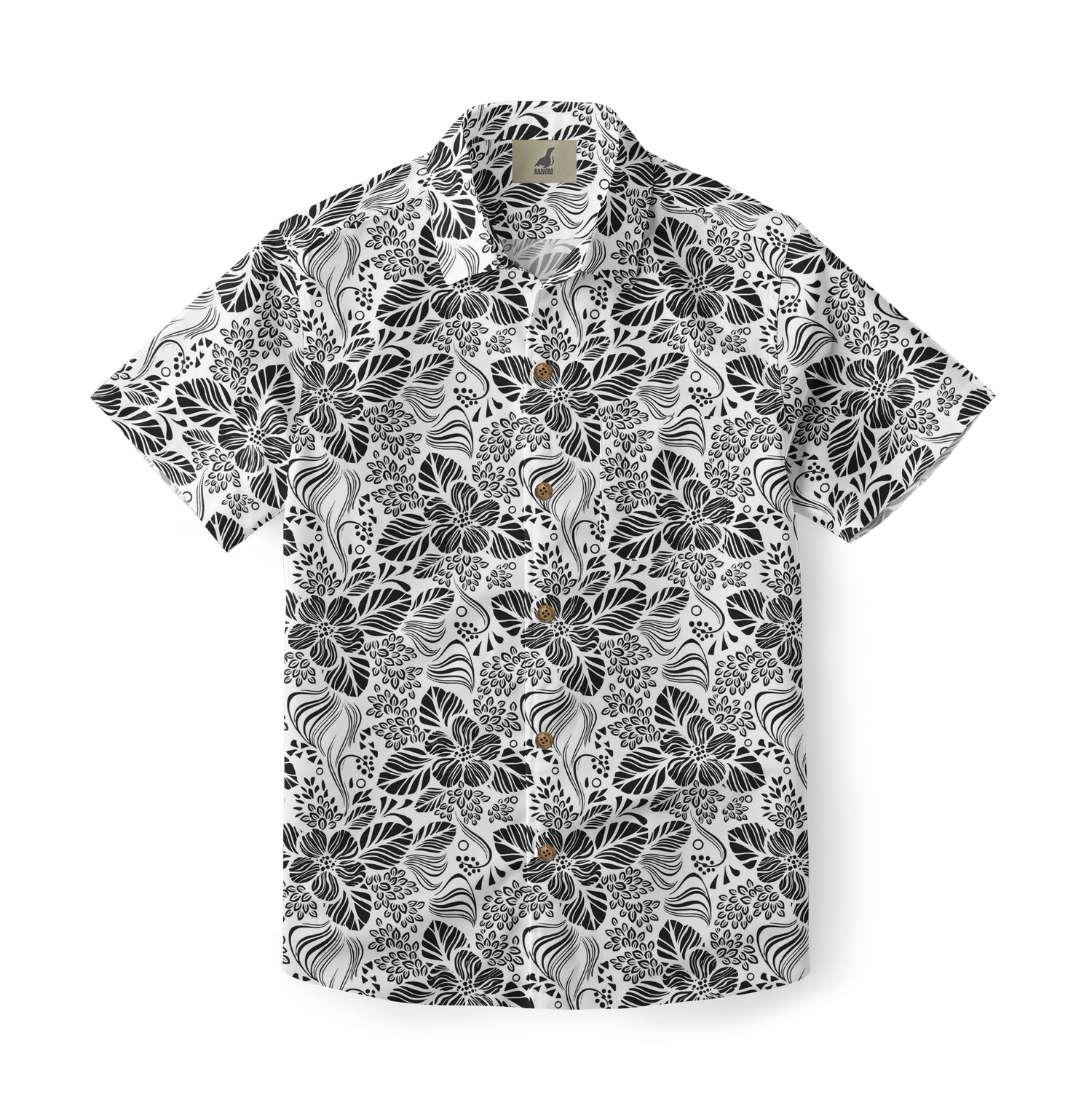 White Black Floral Hawaiian Shirt
