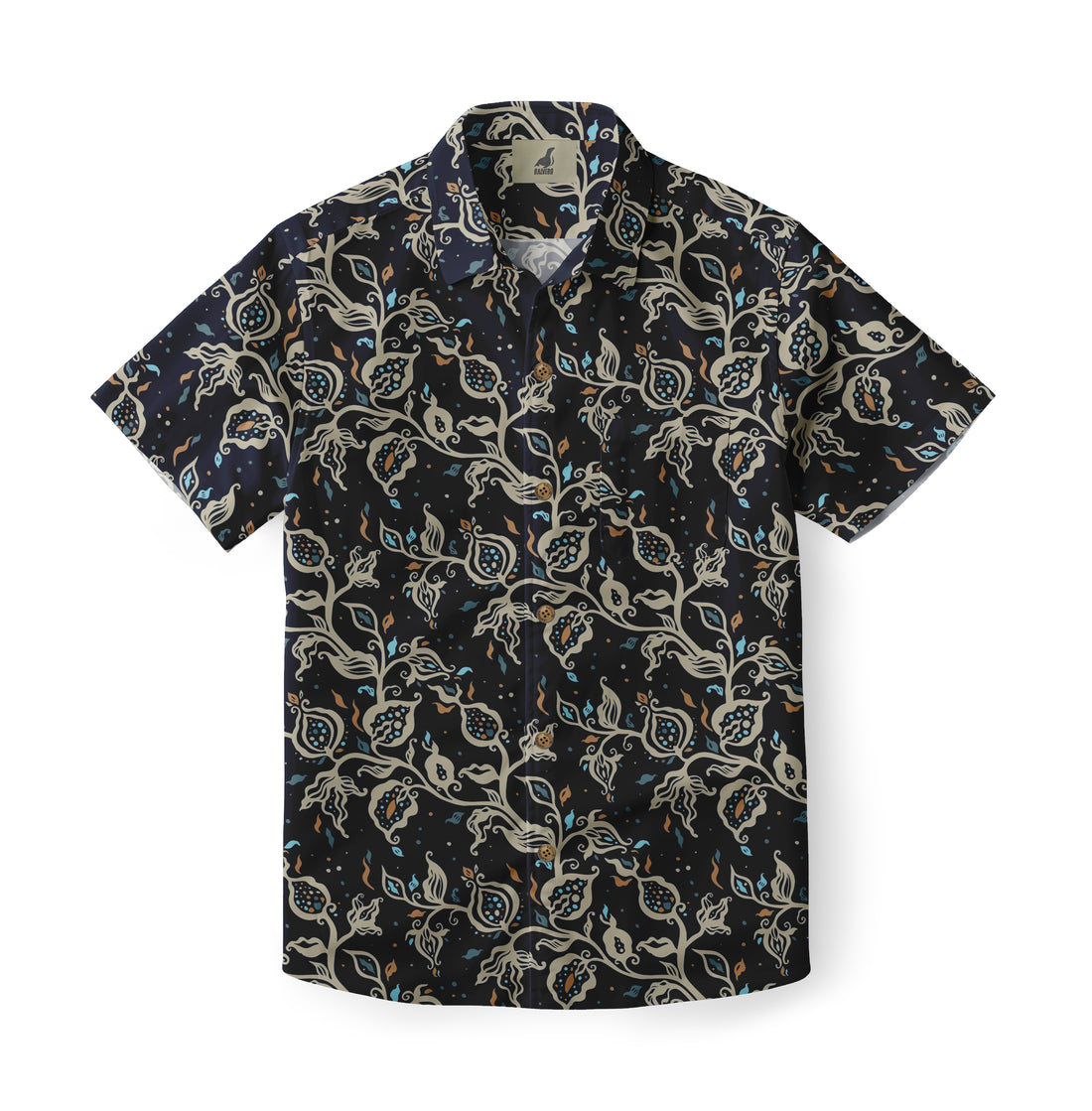 Navy Tropical Floral Hawaiian Shirt