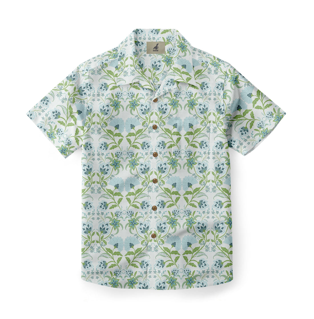 Mint Blossom Mosaic Hawaiian Shirt