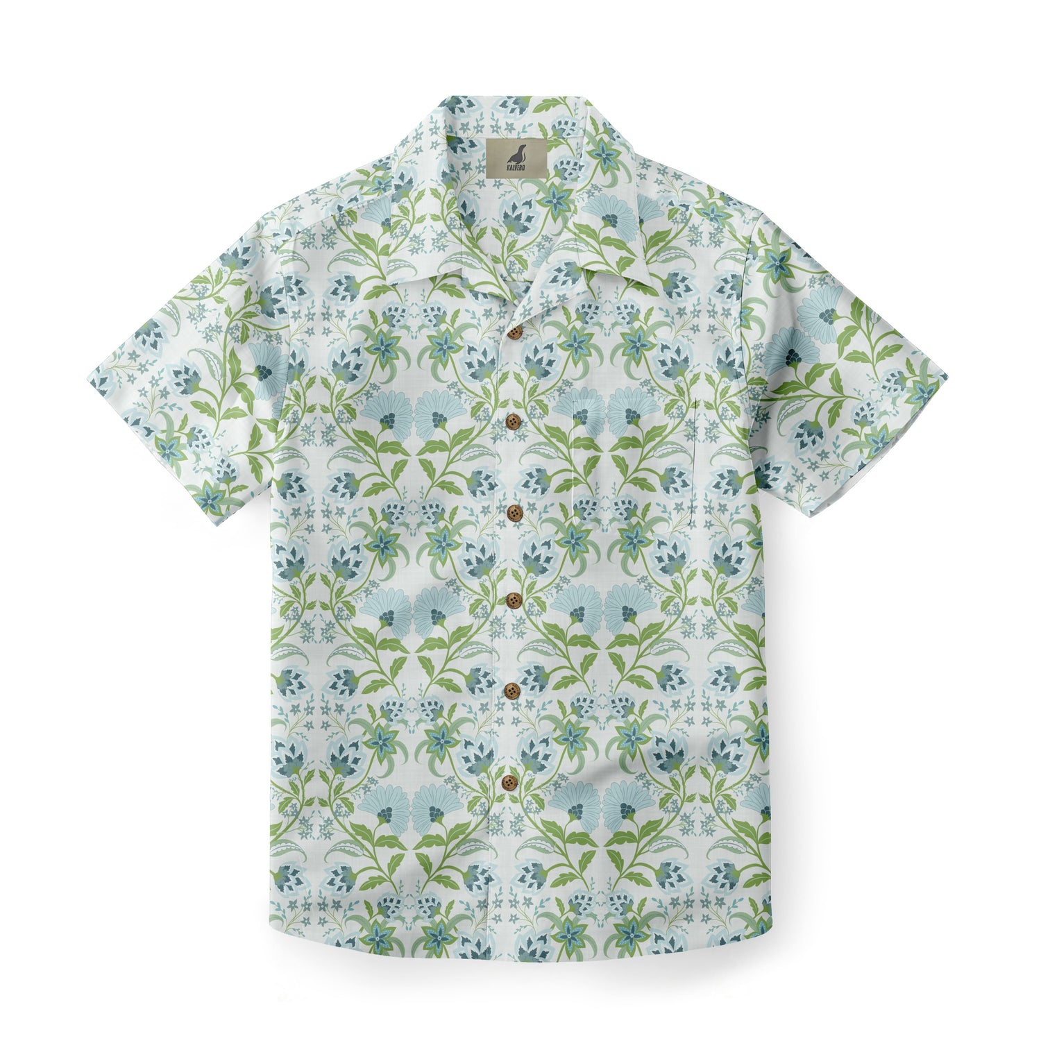 Mint Blossom Mosaic Hawaiian Shirt