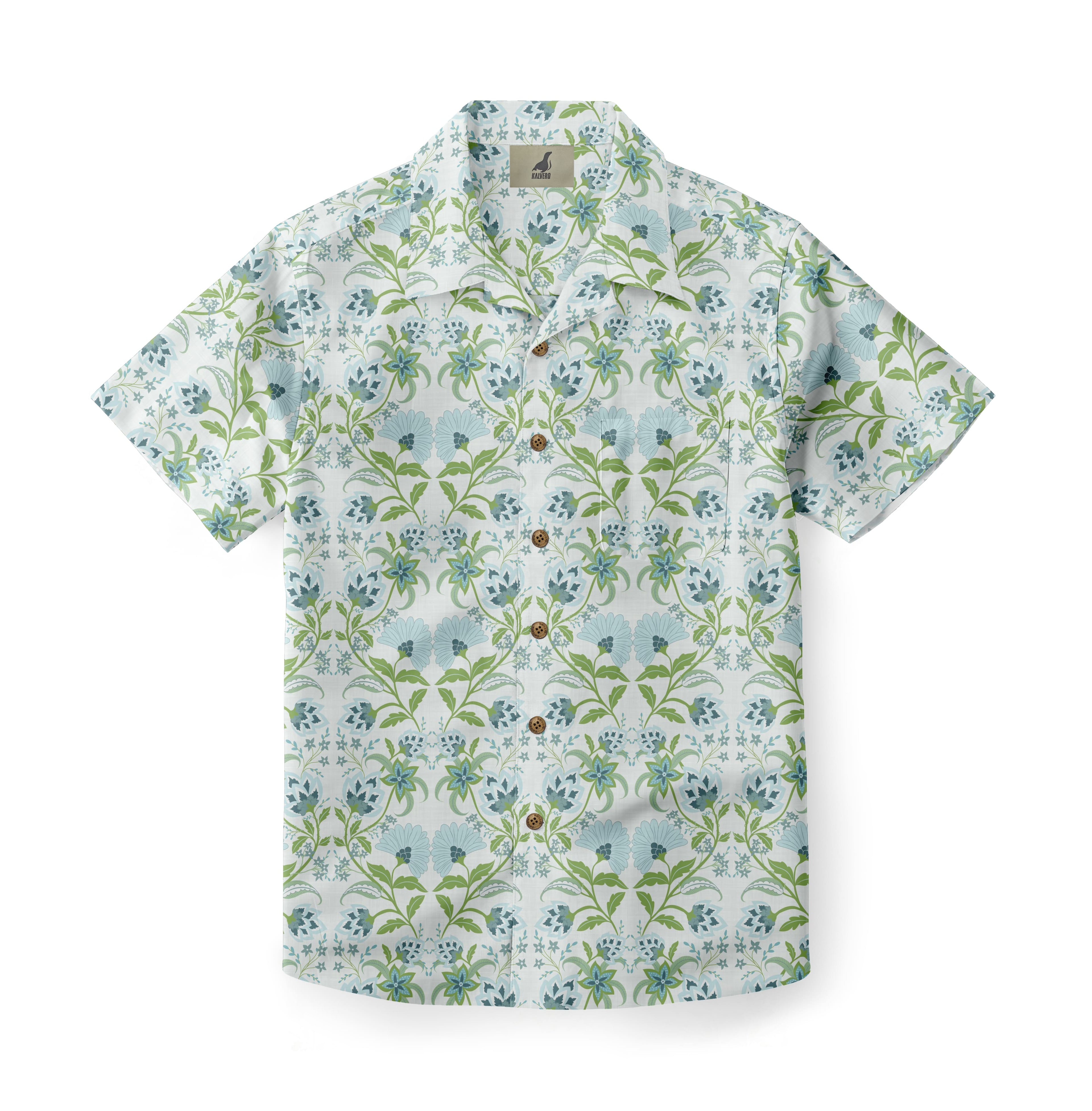Mint Blossom Mosaic Hawaiian Shirt