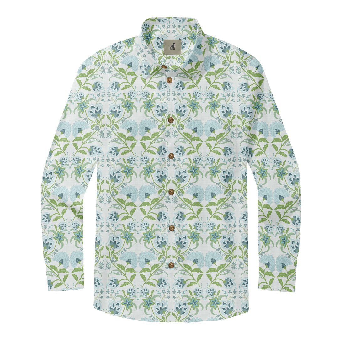 Mint Blossom Mosaic Long Sleeve Shirts