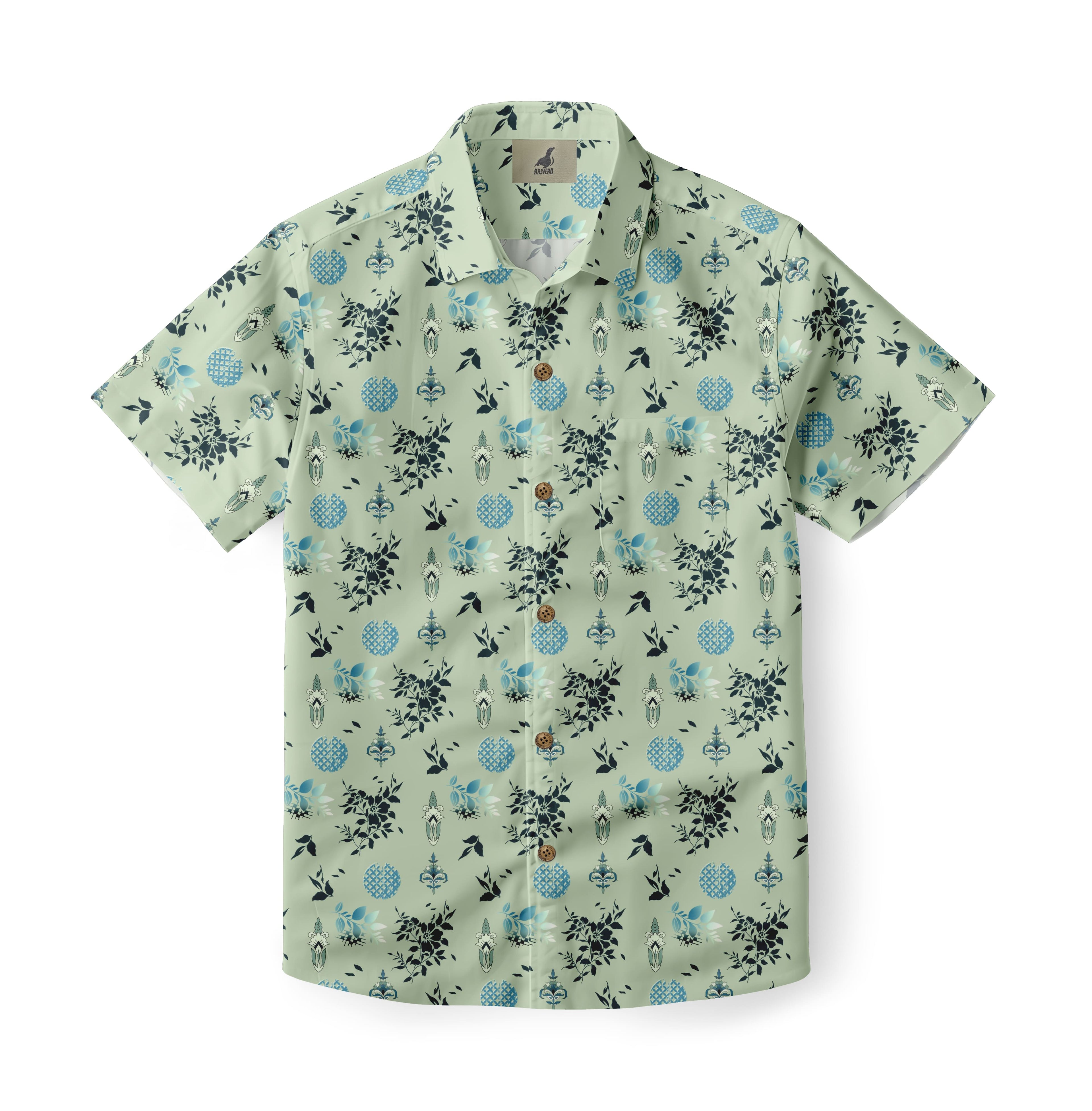 Light Green Floral Hawaiian Shirt
