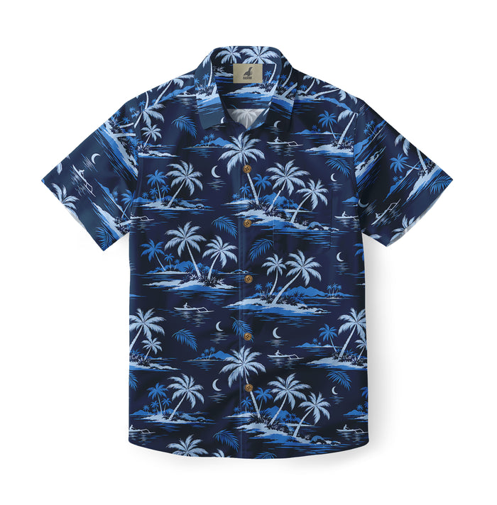 Moonlit Outrigger Lagoon Hawaiian Shirt