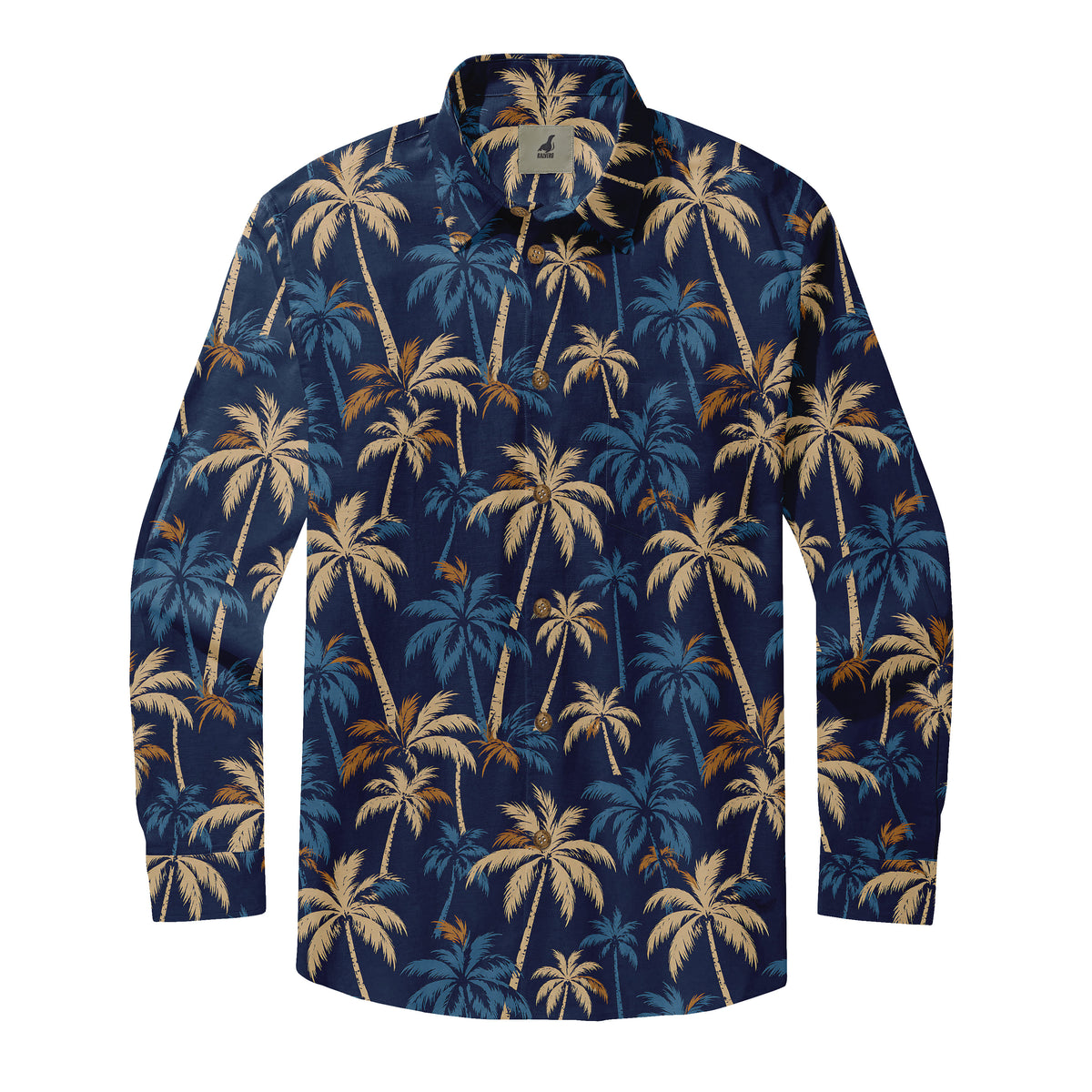 Navy Gold Palm Grove Long Sleeve Shirt