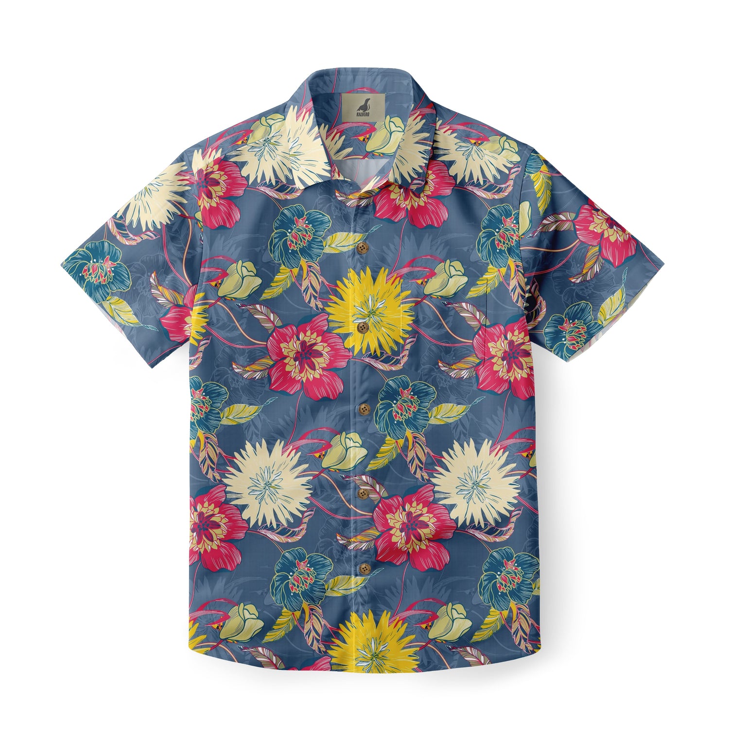 Blue Tropical Floral Hawaiian Shirt