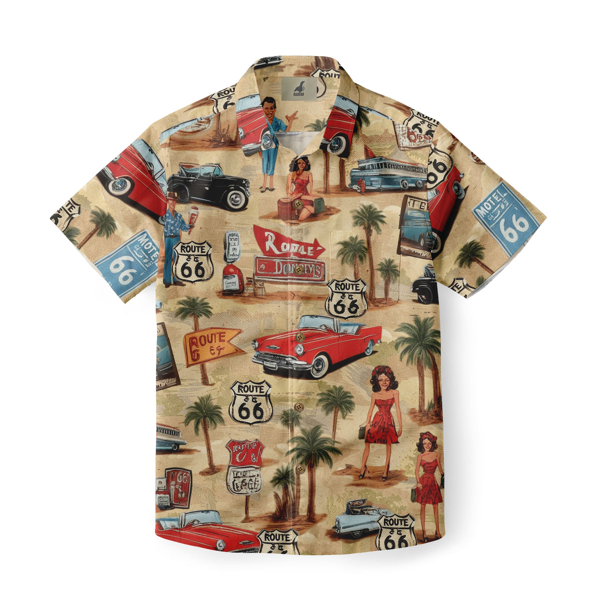 Route 66 Illustrated Americana Hawaiian Shirt