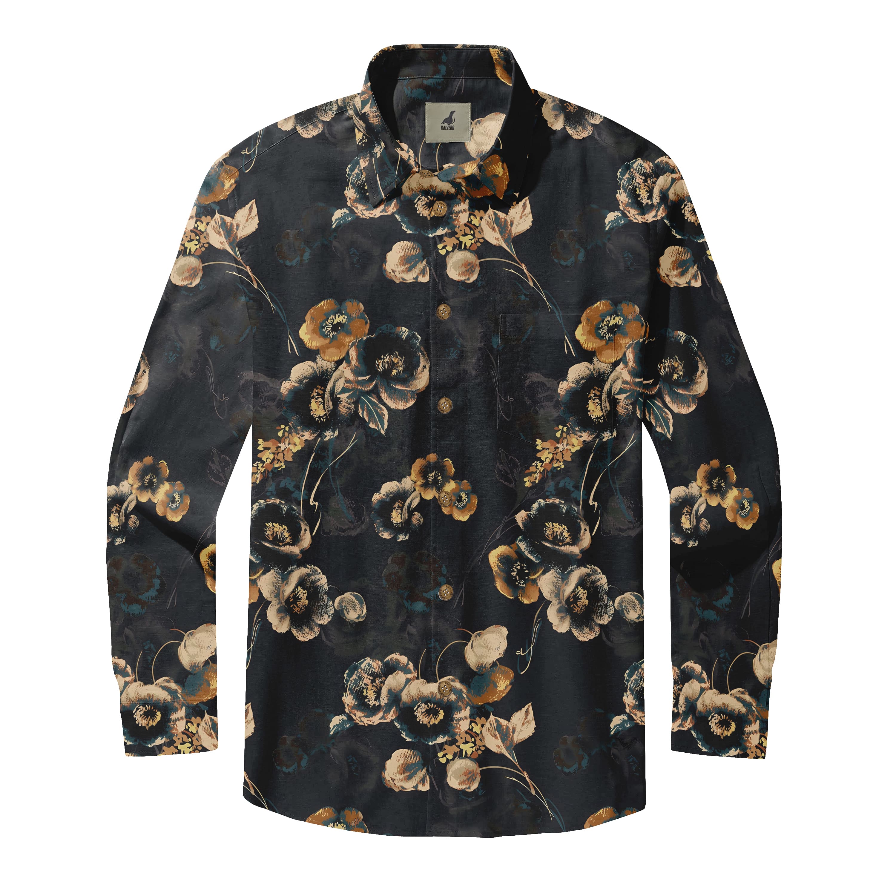 Noir Garden Bloom Camp Long Sleeve Shirts