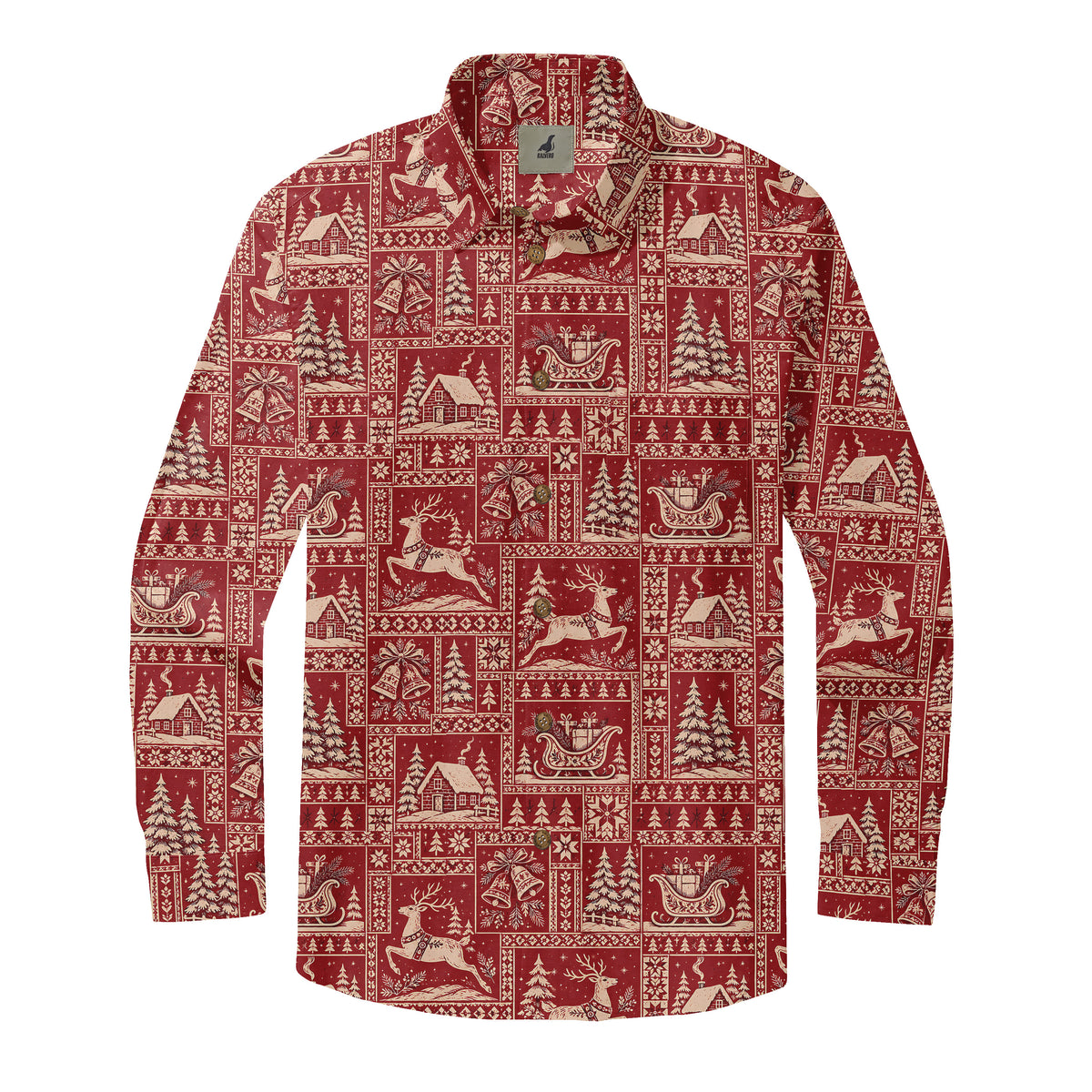 Nordic Christmas Patchwork Long Sleeve Shirt