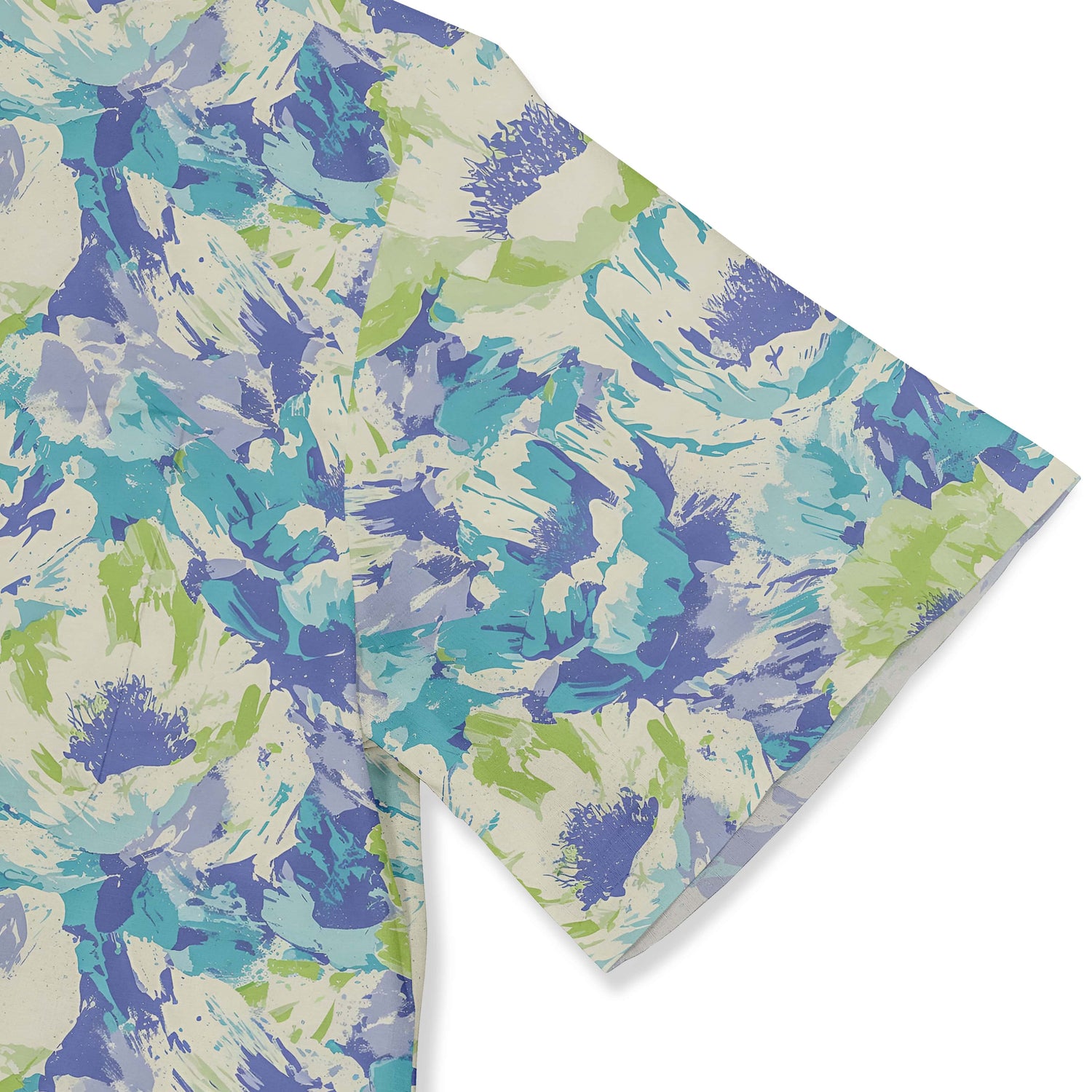 Nature-inspired shirt with a blend of oceanic and floral elements.