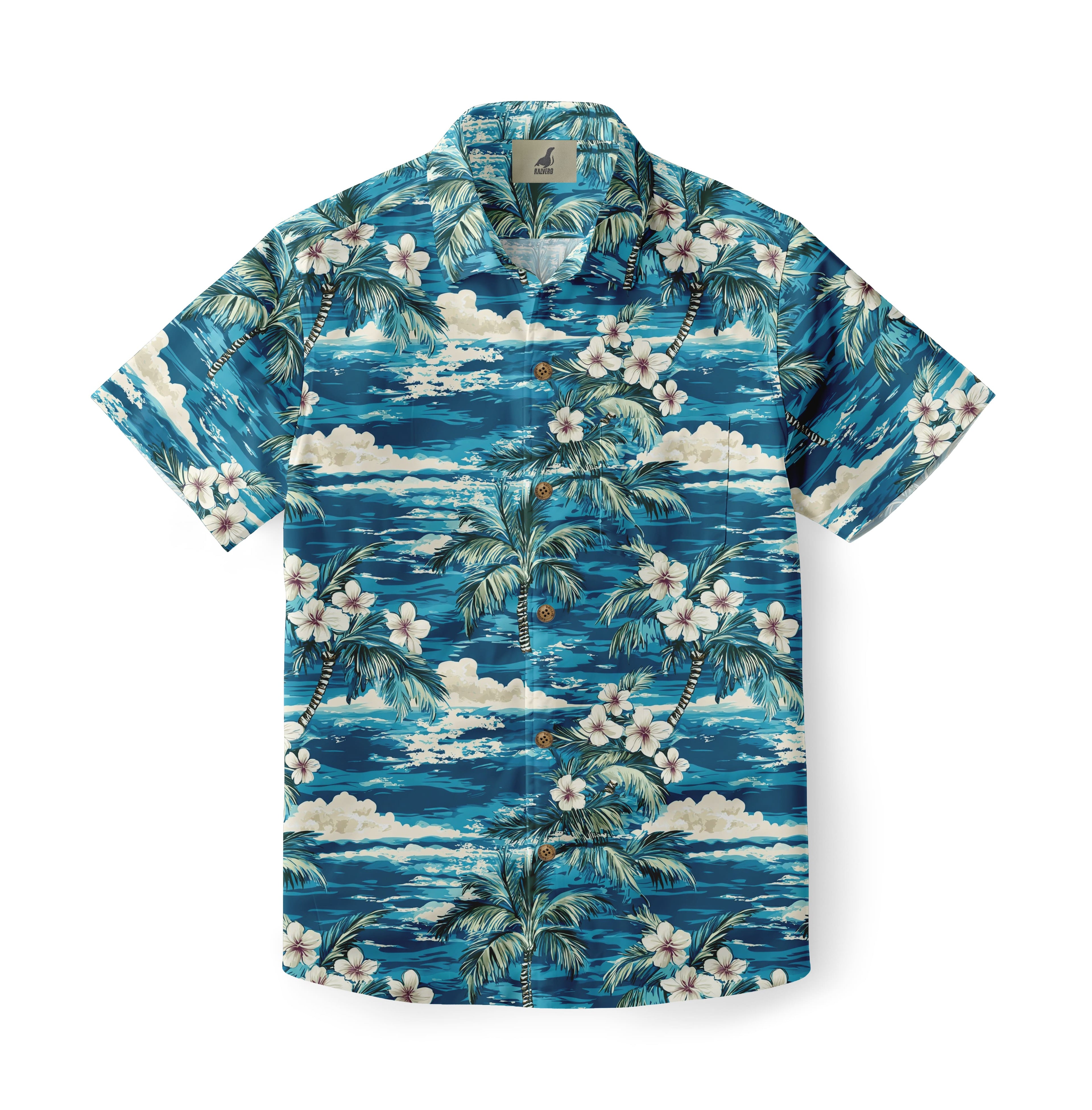 Blue Tropical Ocean Palm Tree Hawaiian Shirt