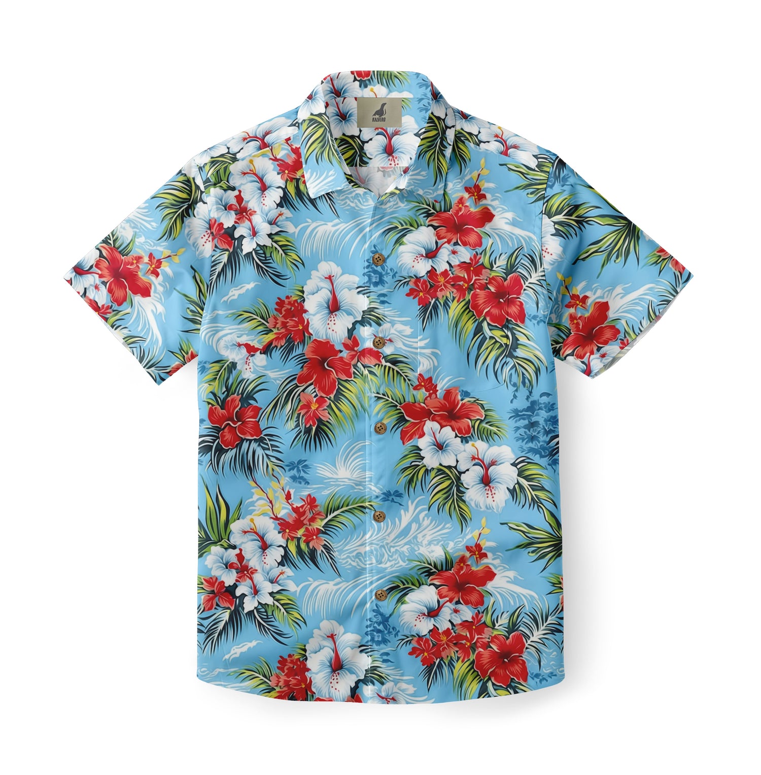 Light Blue Tropical Floral Hawaiian Shirt