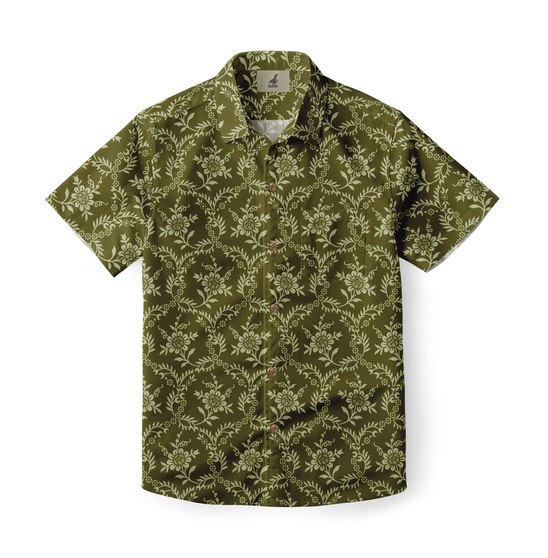 Olive Green Floral Vine Hawaiian Shirt
