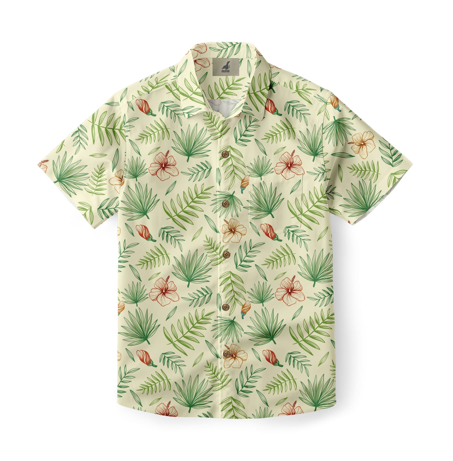 Light Beige Tropical Floral Hawaiian Shirt