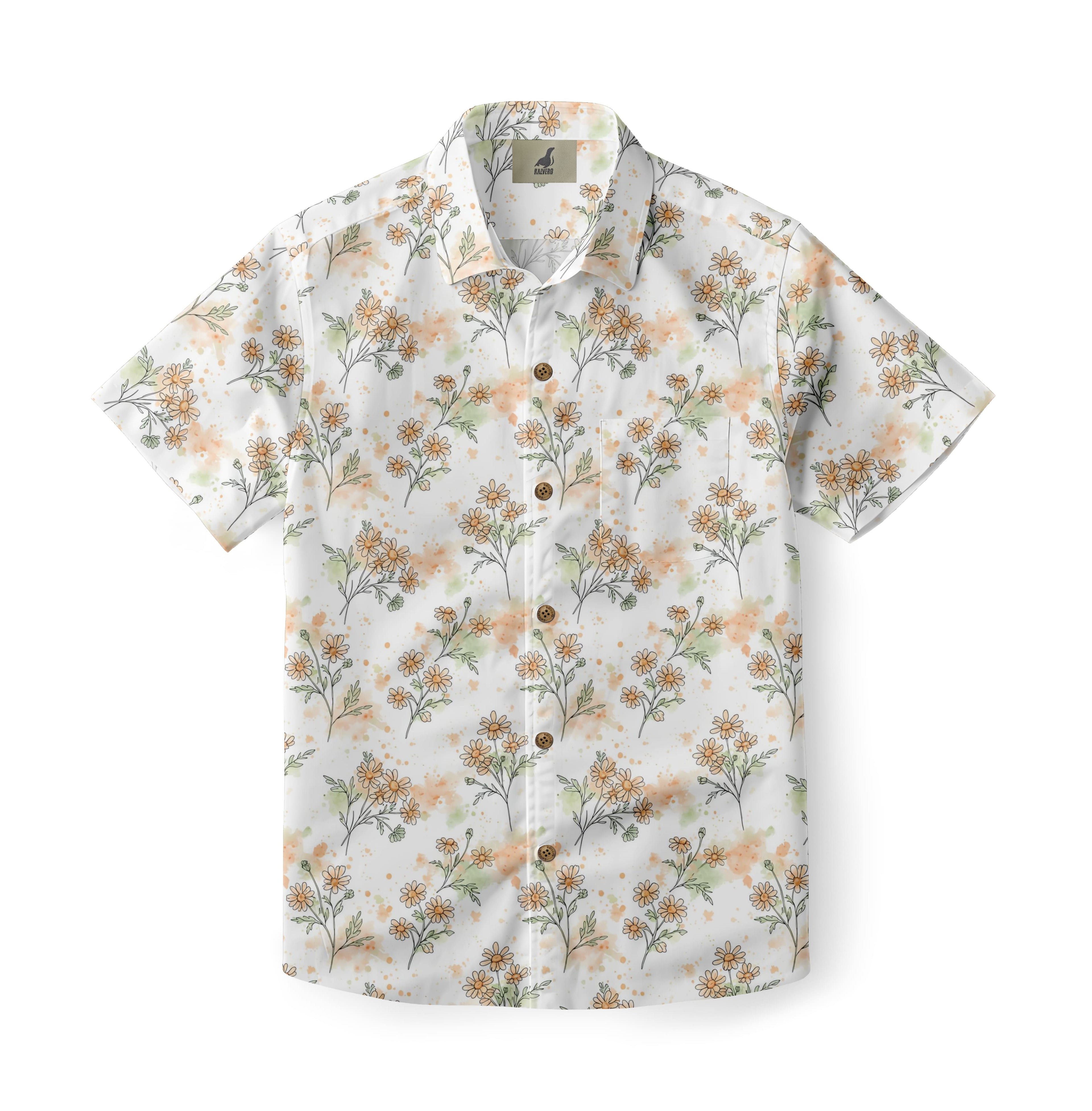 White Tropical Floral Hawaiian Shirt