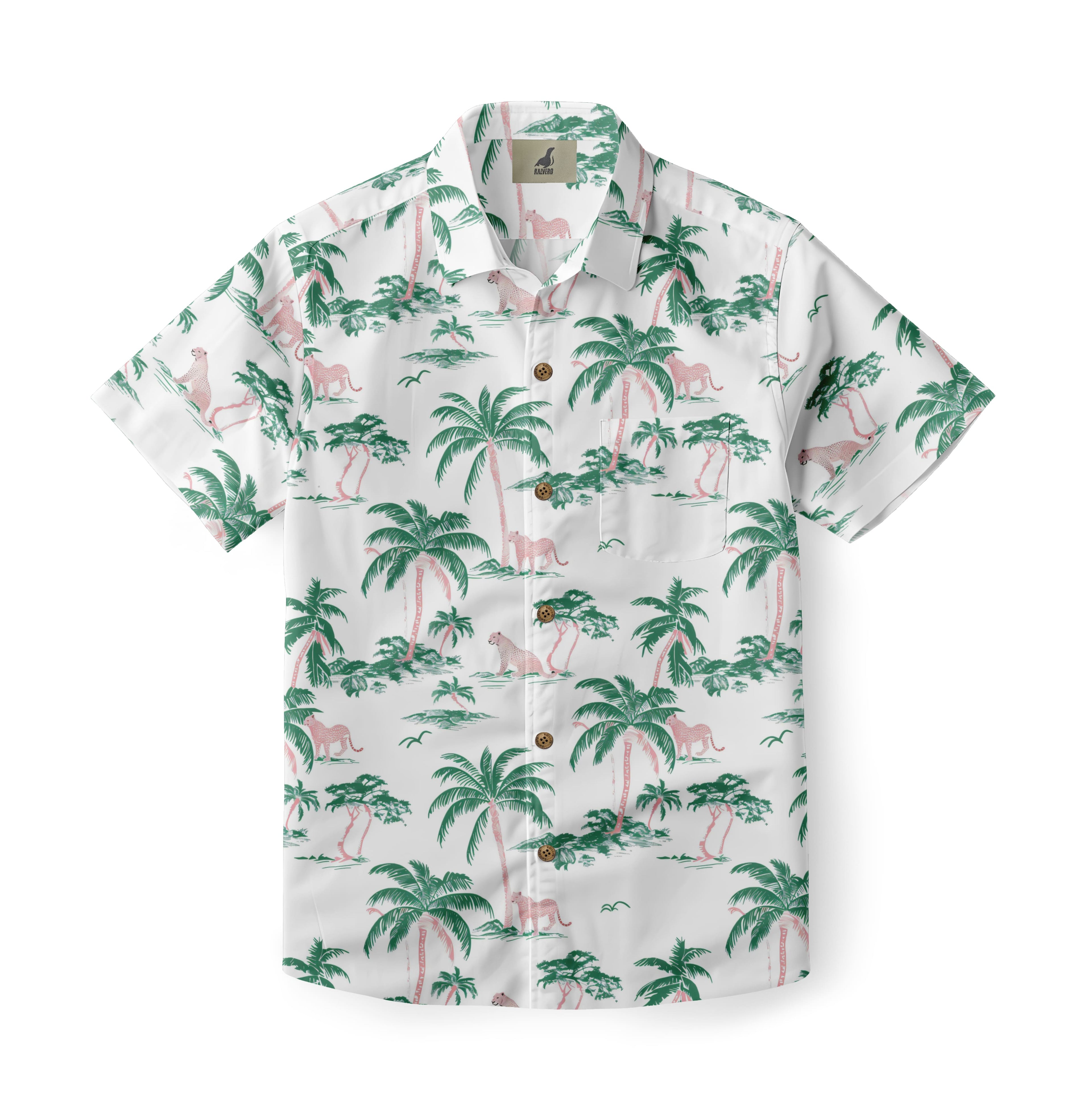 White Tropical Palm Hawaiian Shirt