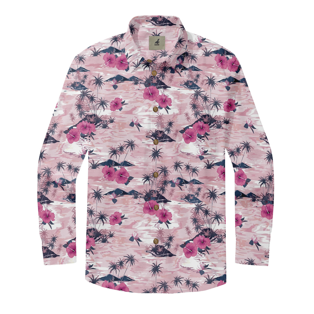 Pink Tropical Floral Long Sleeve Hawaiian Shirt