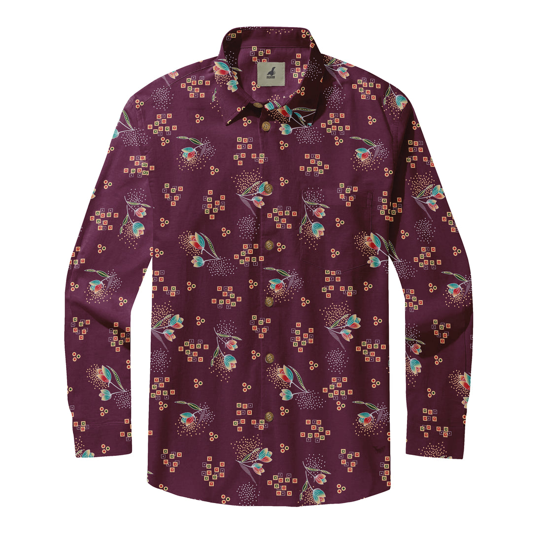 Purple Floral Long Sleeve Hawaiian Shirt