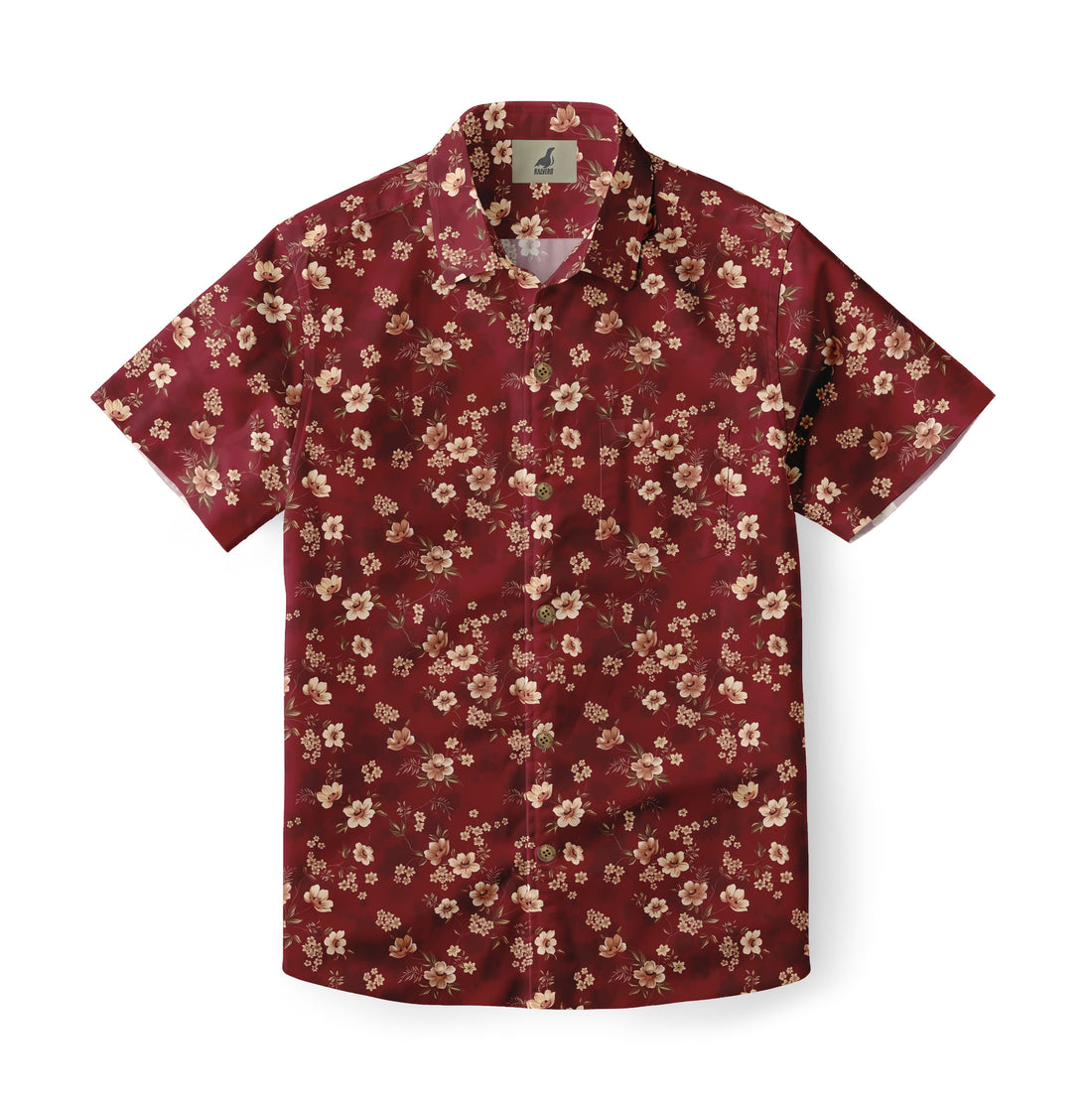 Burgundy Floral Print Hawaiian Shirt