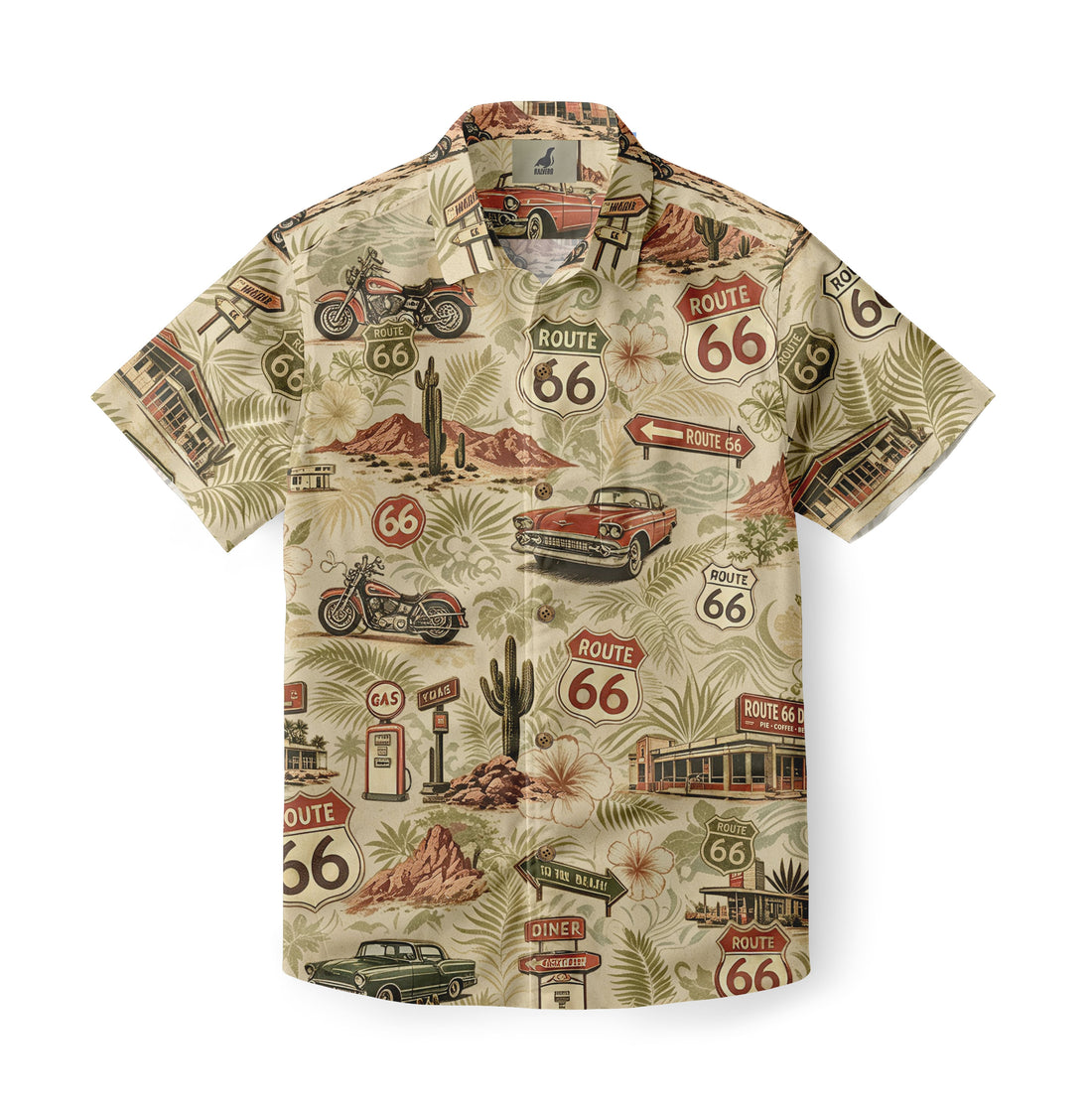 Route 66 Green Vintage Desert Hawaiian Shirt