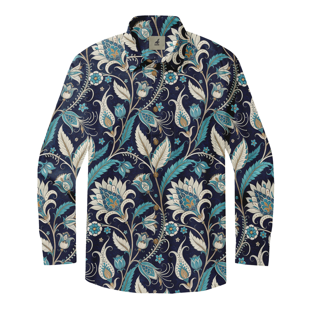 Royal Azure Bloom Long Sleeve Shirts