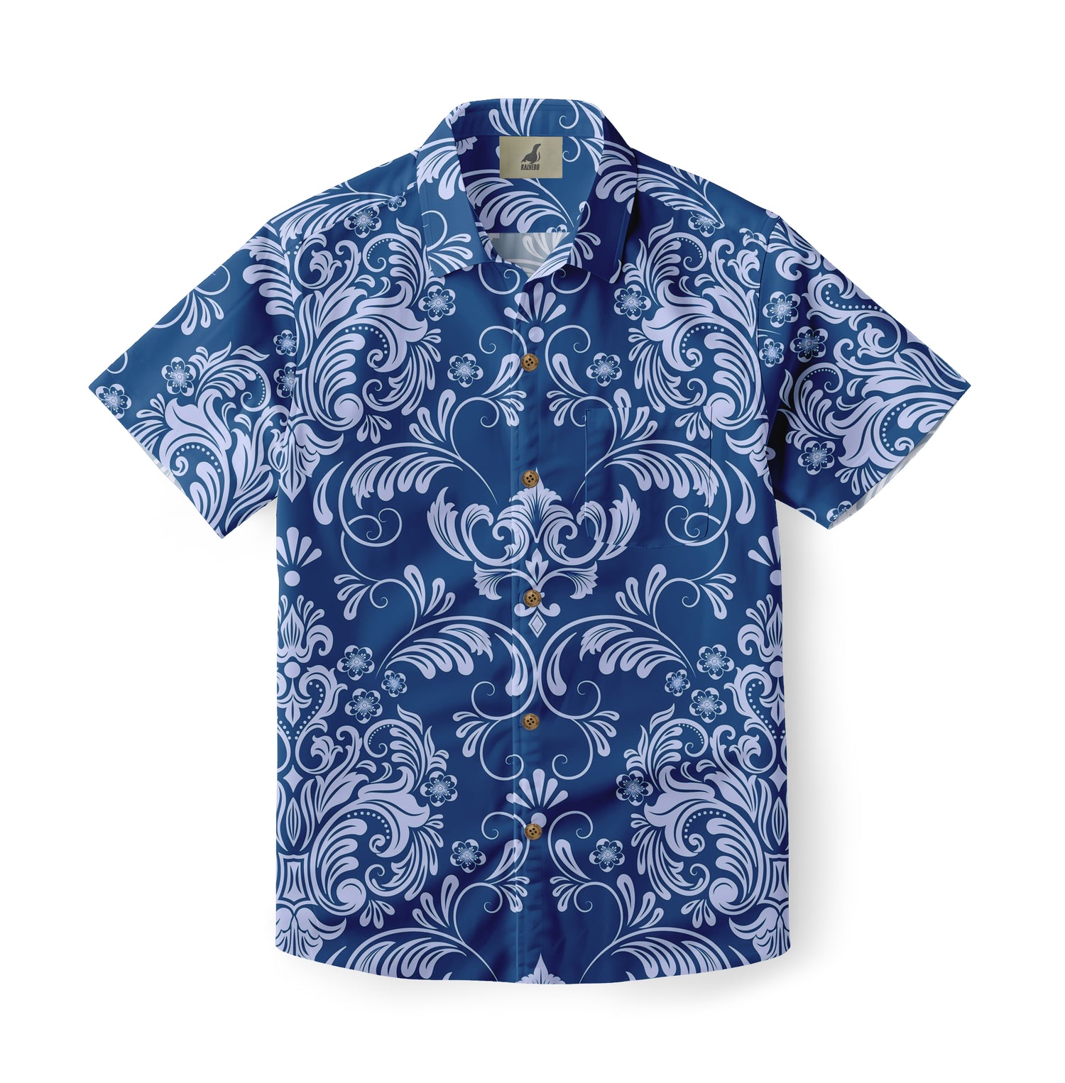 Blue White Floral Hawaiian Shirt