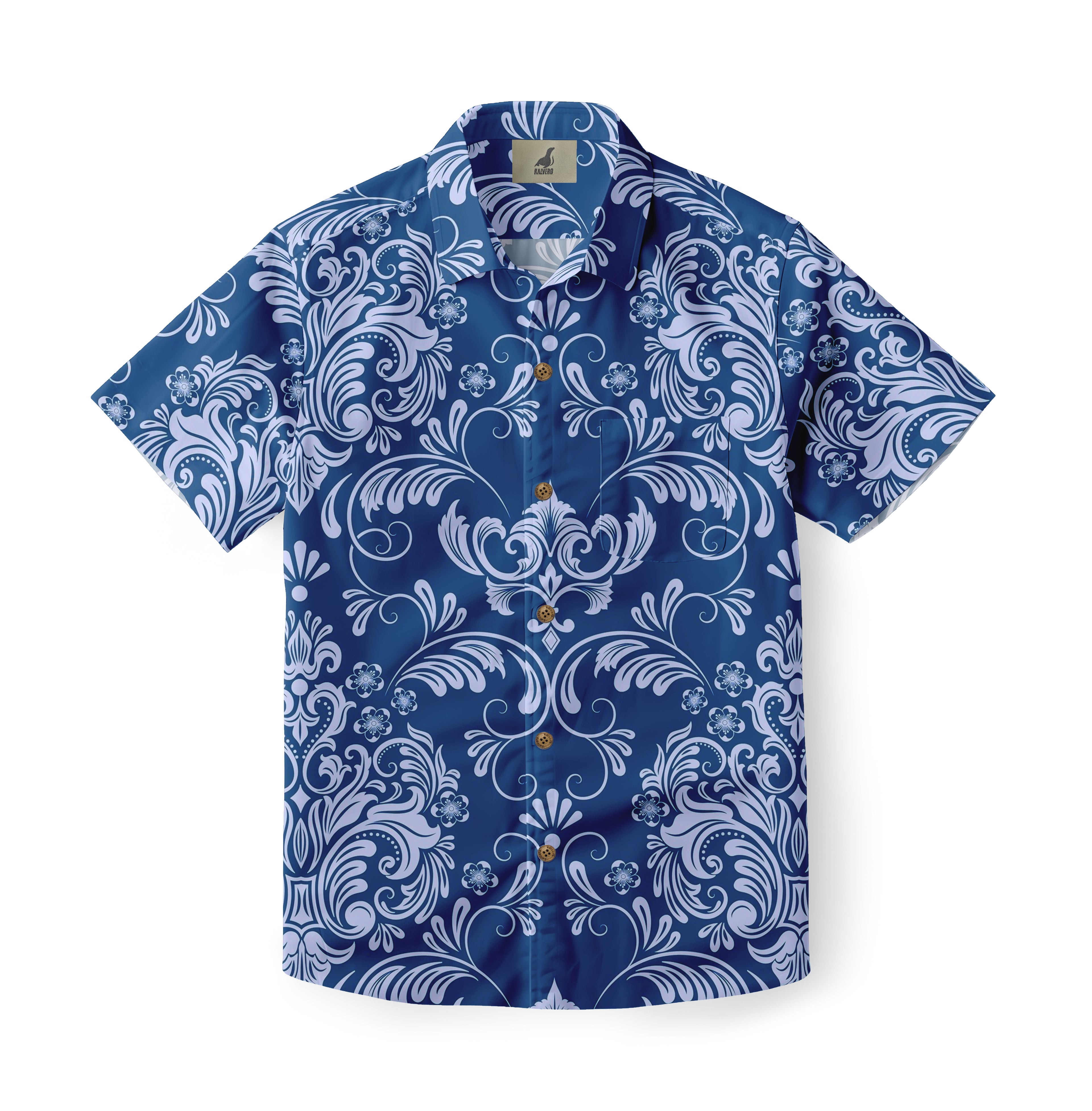 Blue White Floral Hawaiian Shirt