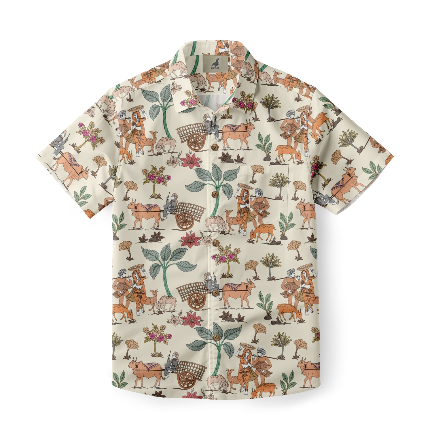 Cream Krishna Pastoral Hawaiian Shirt