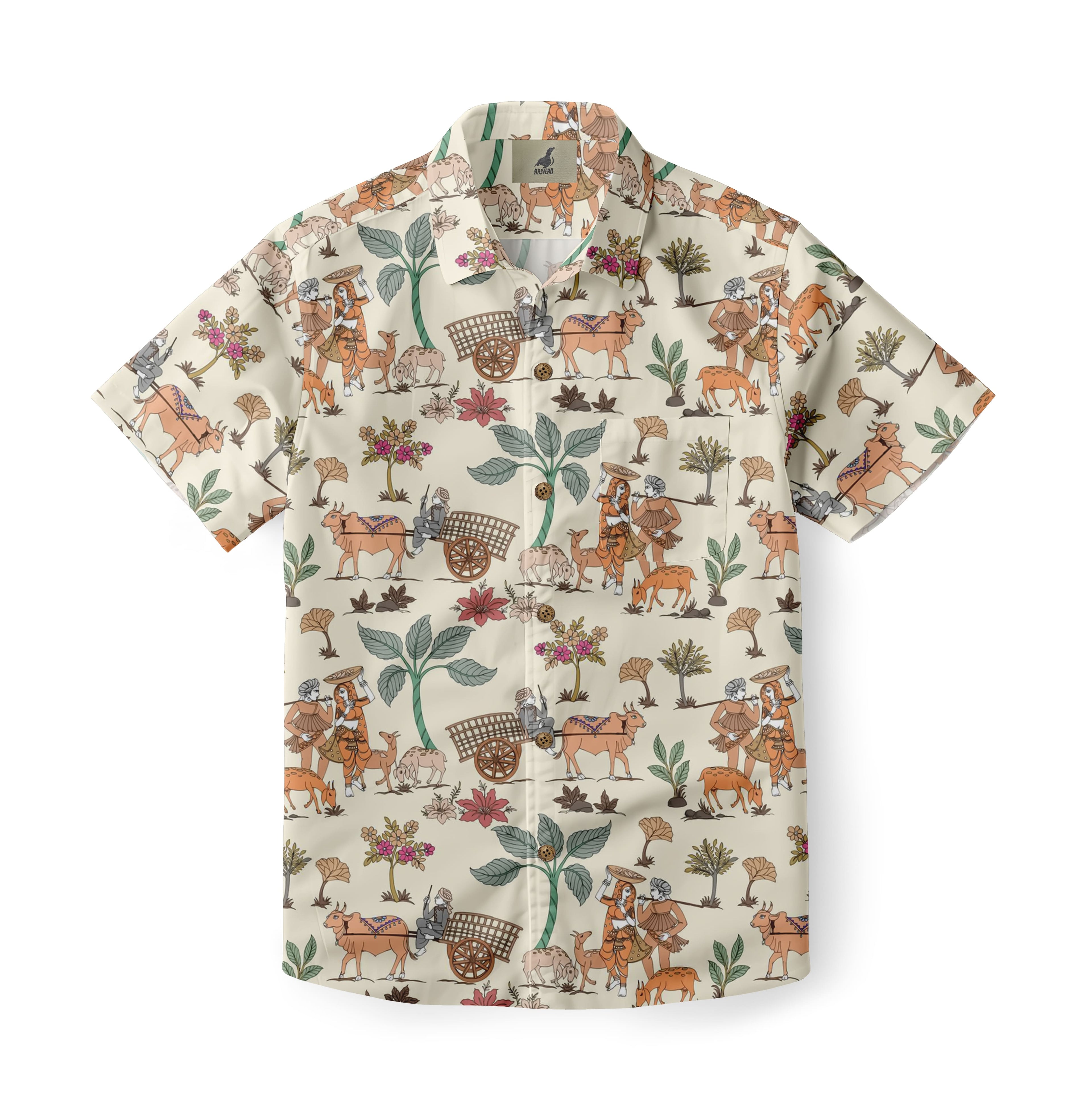 Cream Krishna Pastoral Hawaiian Shirt