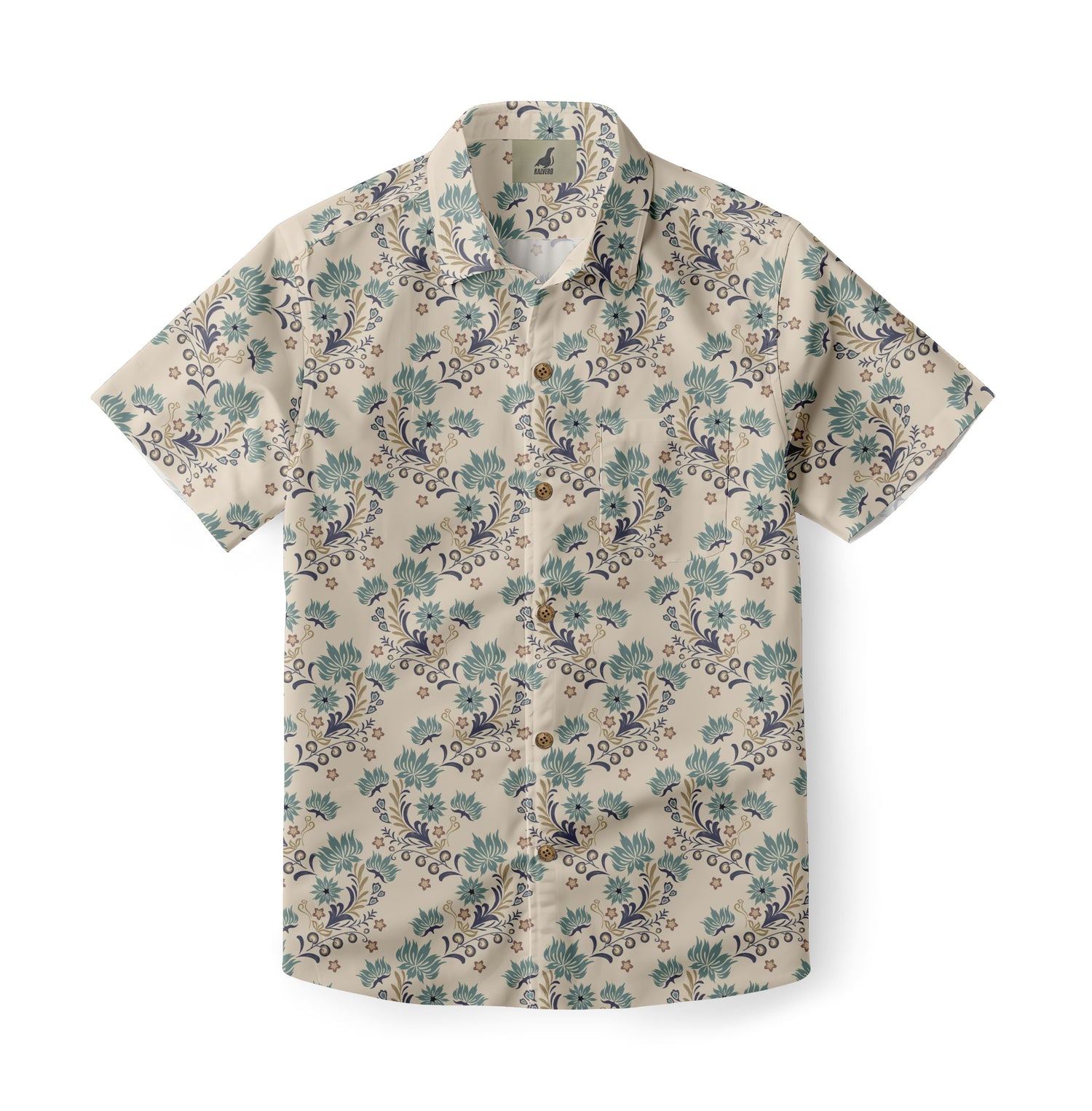 Beige Tropical Floral Hawaiian Shirt