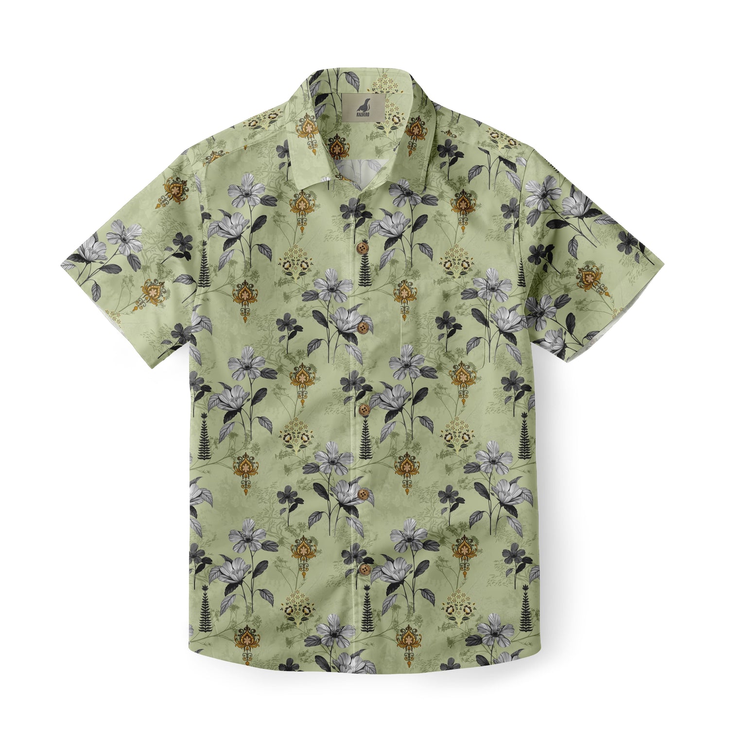 Light Green Vintage Floral Hawaiian Shirt
