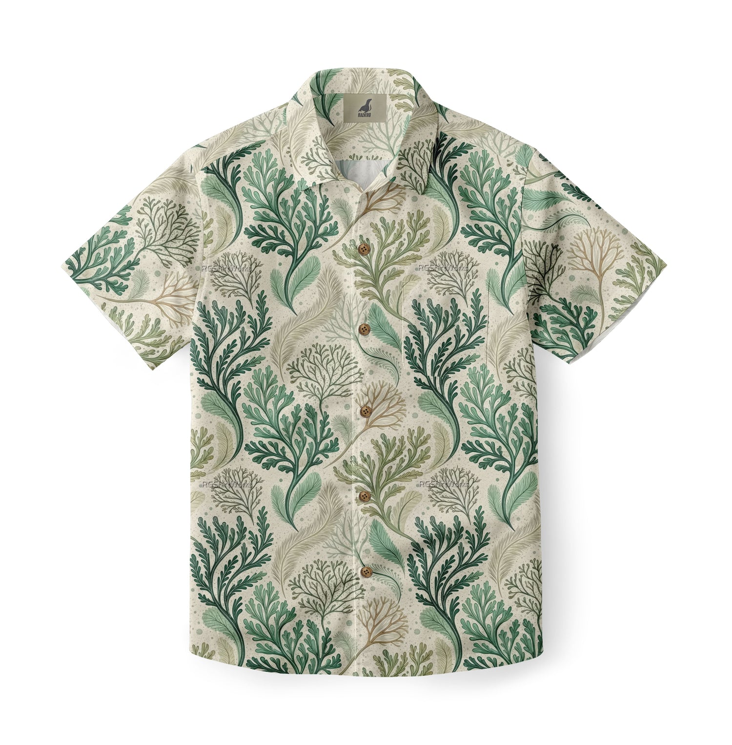 Beige Leafy Botanical Hawaiian Shirt