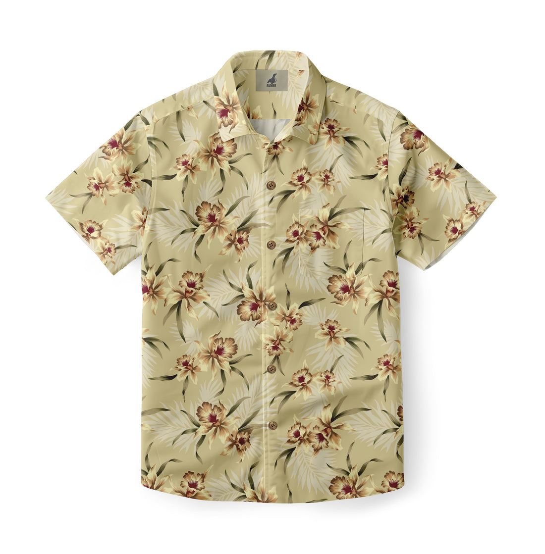 Light Yellow Tropical Floral Hawaiian Shirt