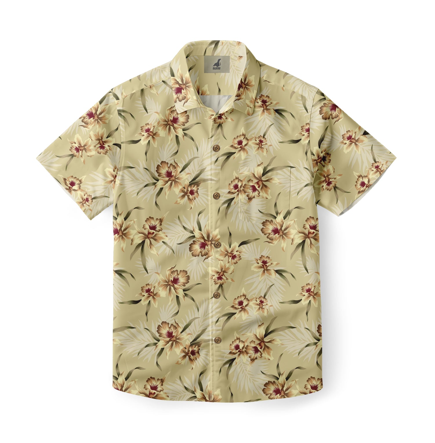 Light Yellow Tropical Floral Hawaiian Shirt