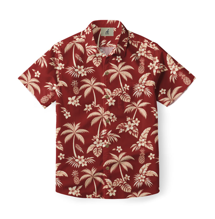 Scarlet Island Palms Hawaiian Shirt