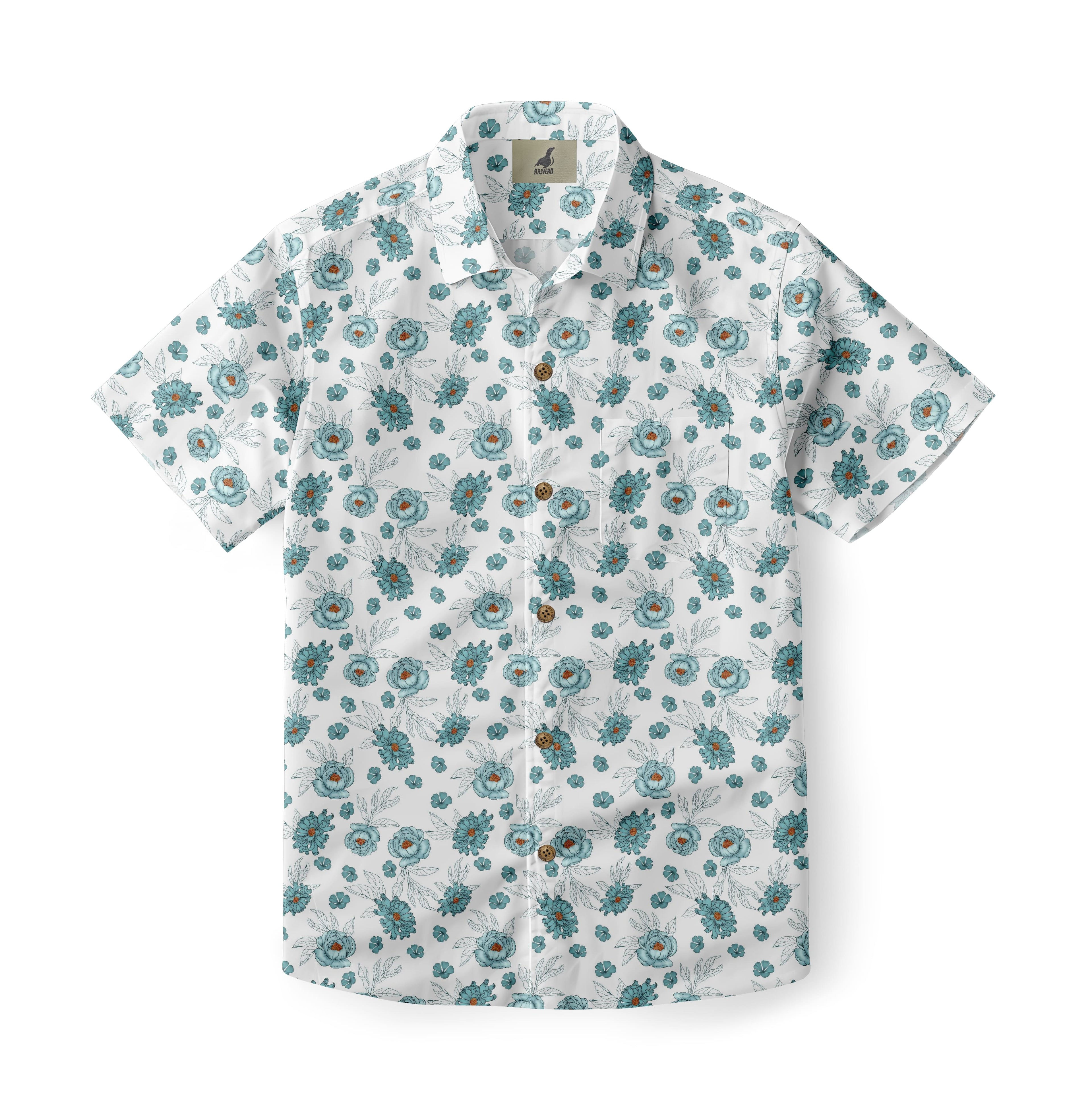 White Tropical Floral Hawaiian Shirt