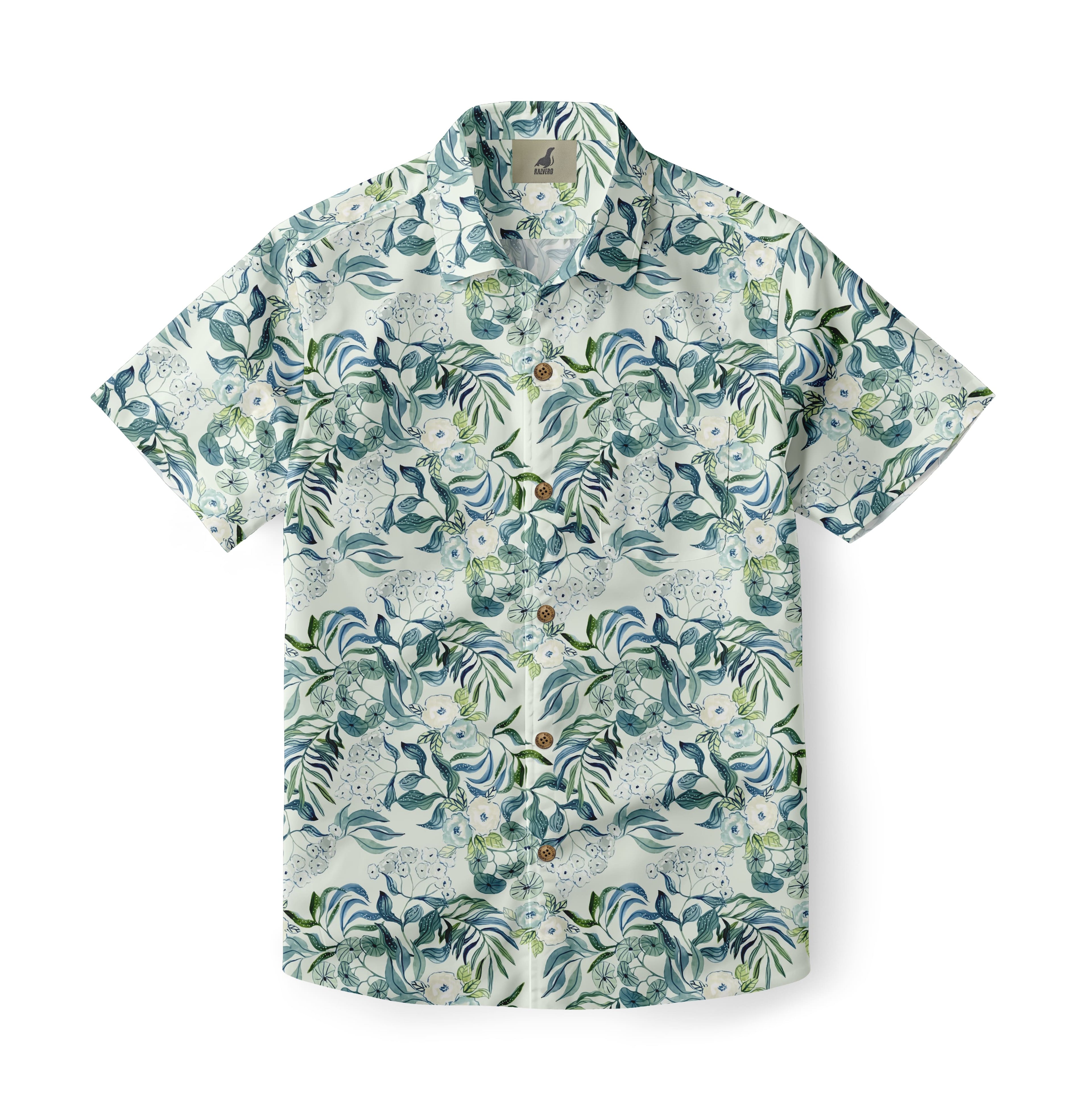 Light Green Tropical Floral Hawaiian Shirt