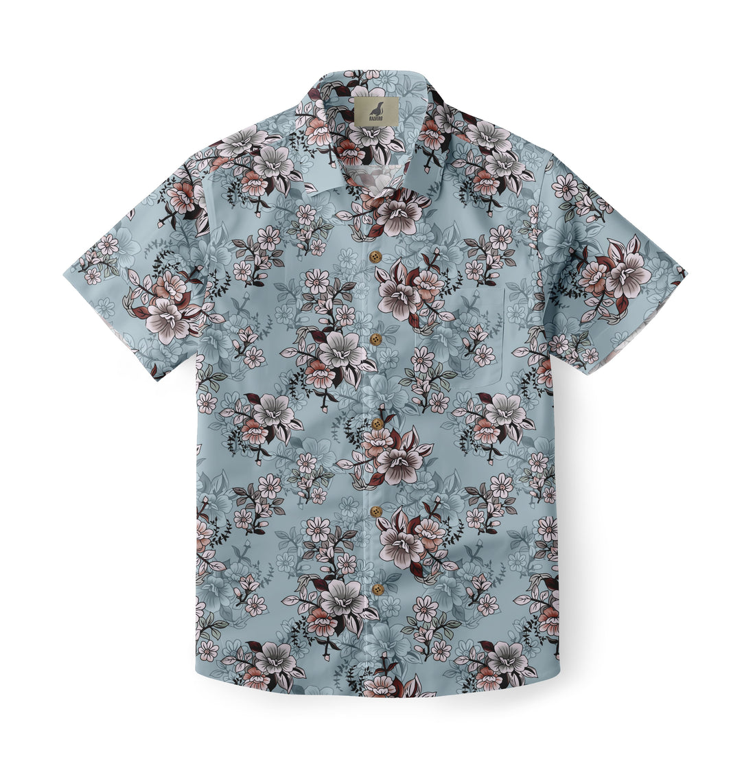 Light Blue Tropical Floral Hawaiian Shirt