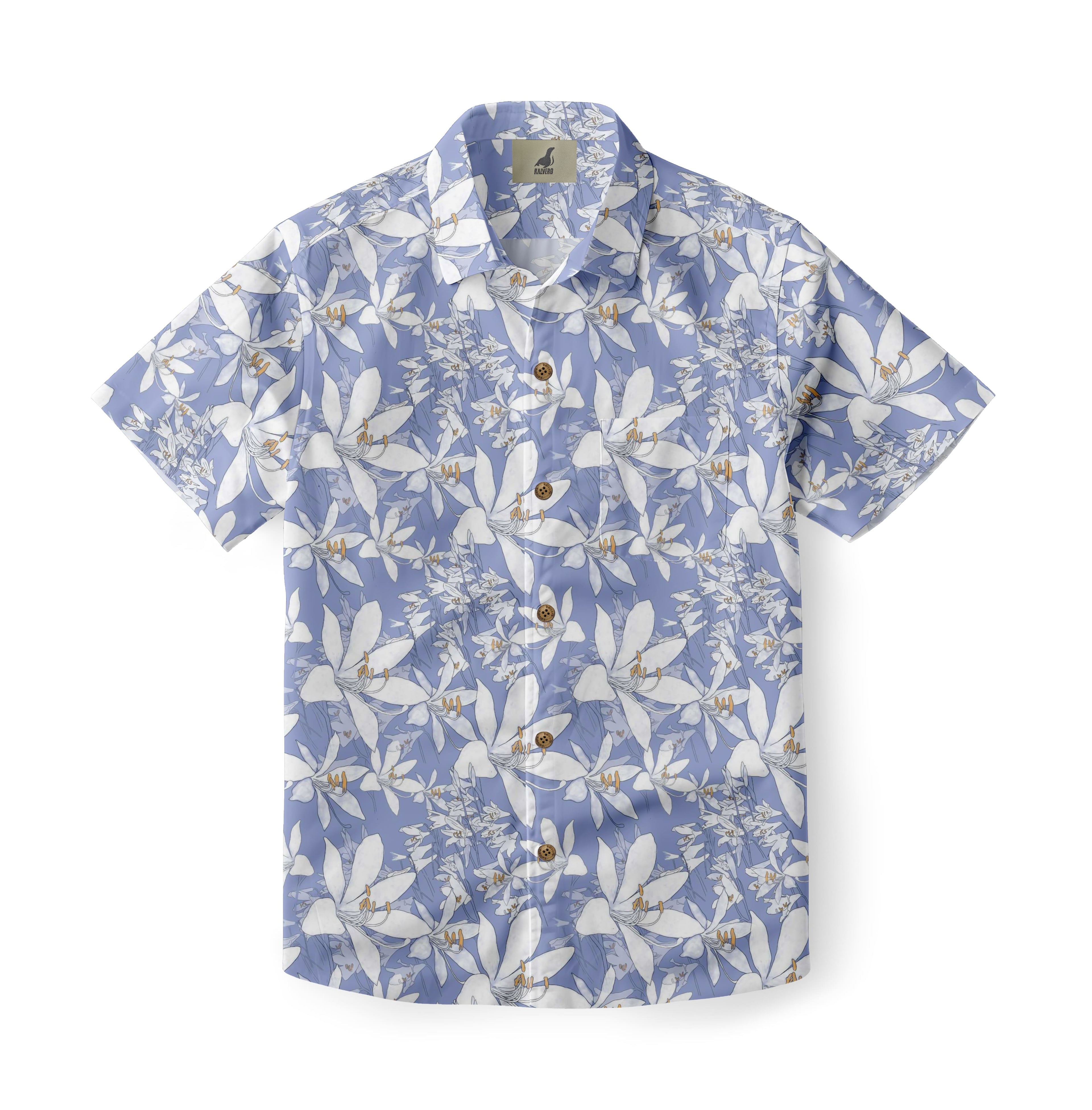 Light Blue Tropical Floral Hawaiian Shirt