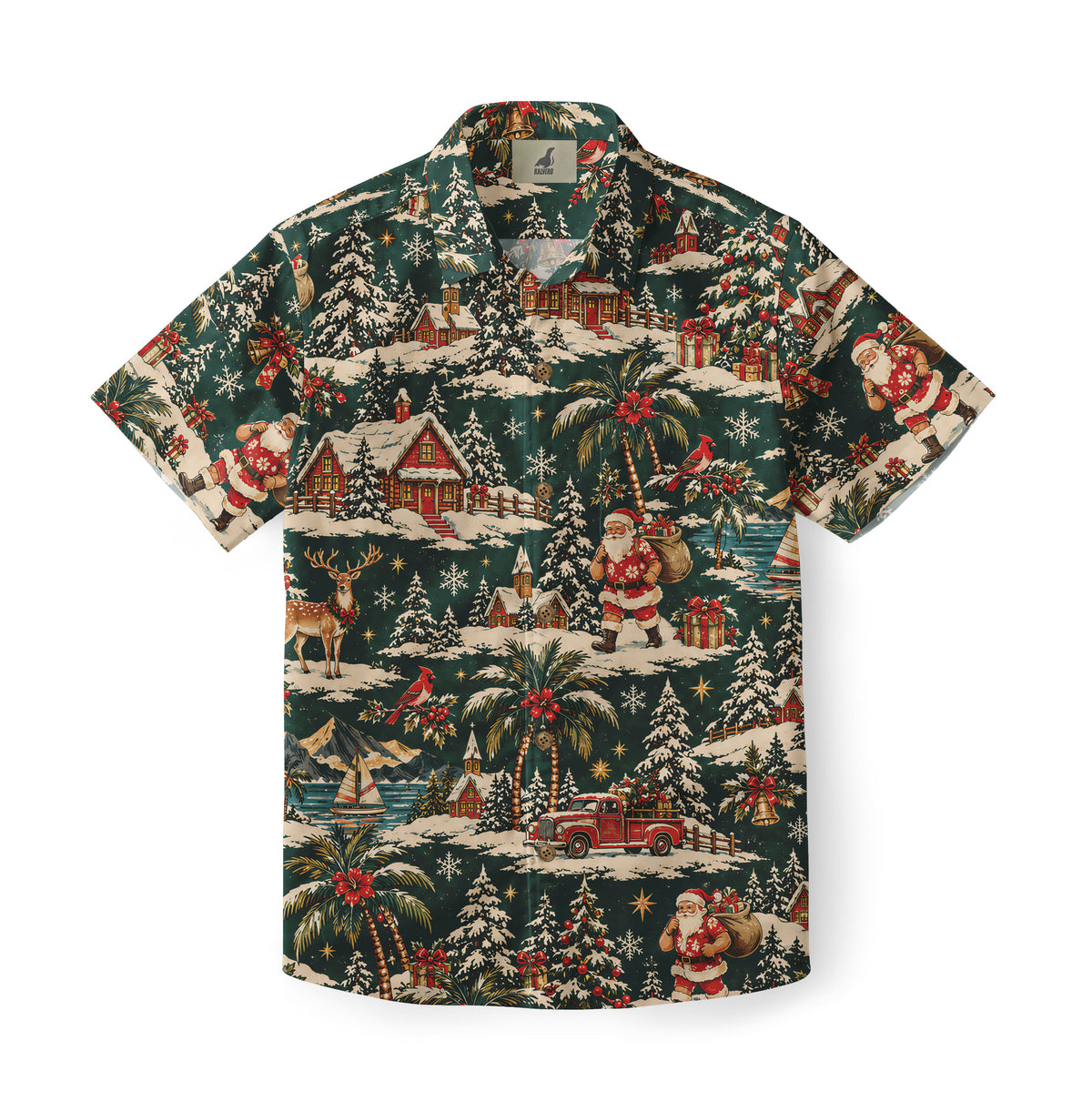 Snowy Palm Christmas Village Hawaiian Shirt