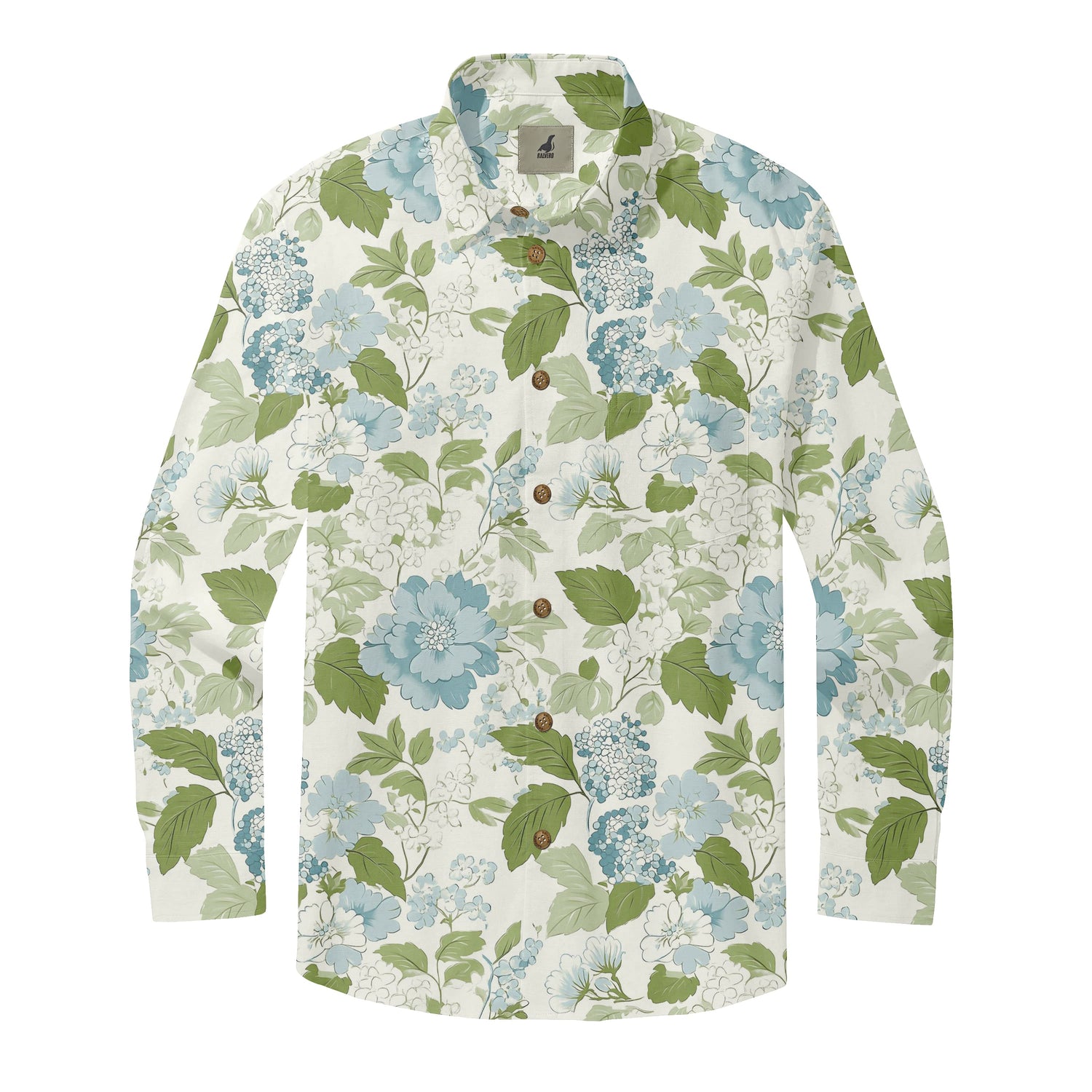 White Tropical Floral Long Sleeve Hawaiian Shirt