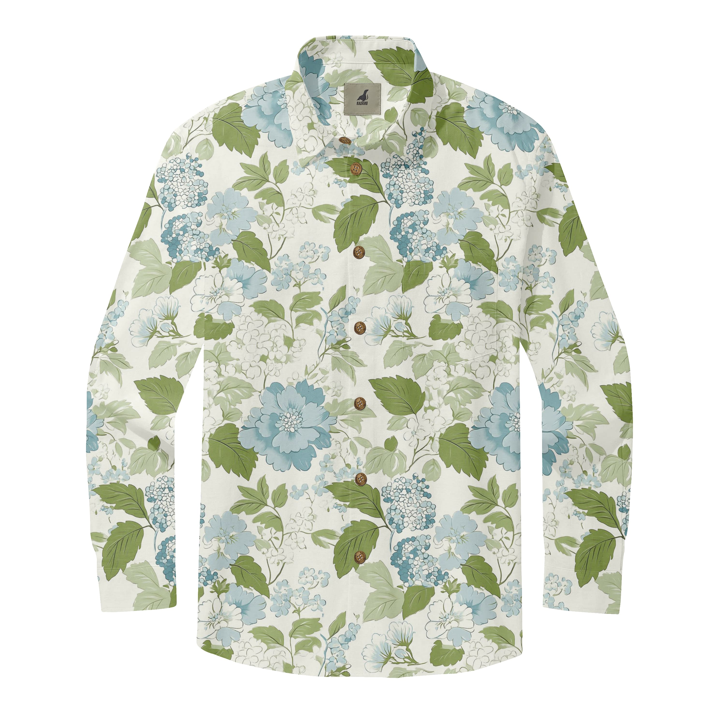 White Tropical Floral Long Sleeve Hawaiian Shirt