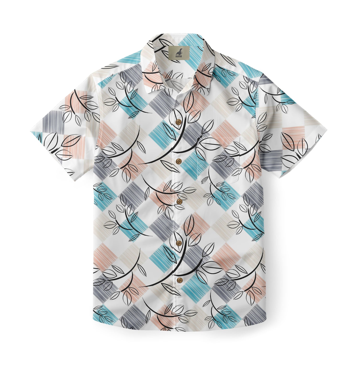 Soft Hues Foliage Block Hawaiian Shirt