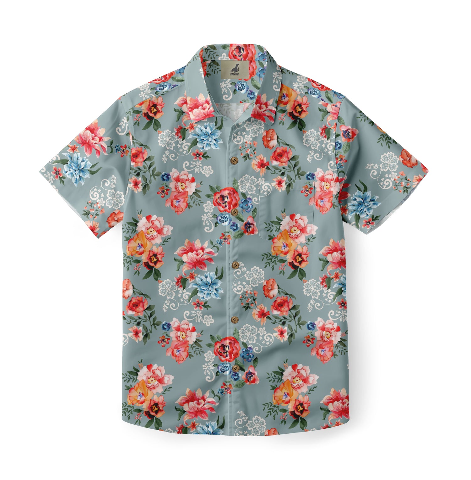 Light Blue Tropical Floral Hawaiian Shirt