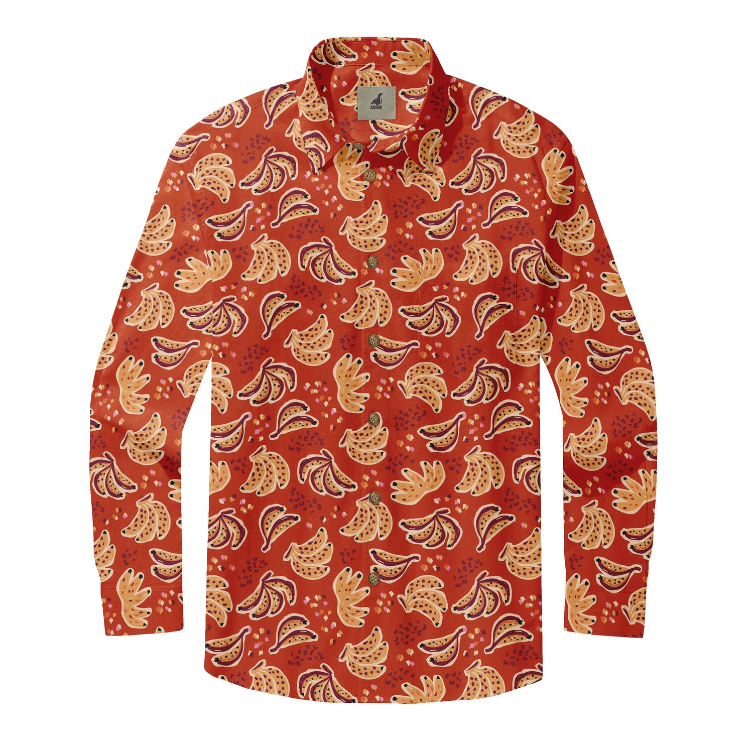 Red Banana Long Sleeve Hawaiian Shirt