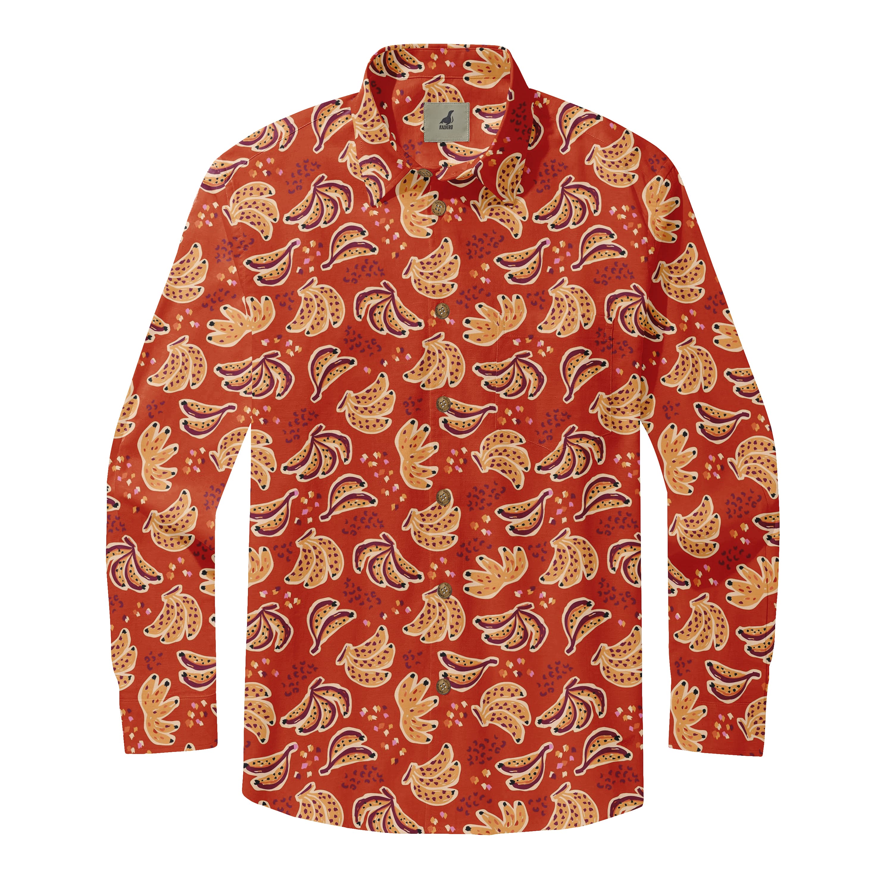 Red Banana Long Sleeve Hawaiian Shirt