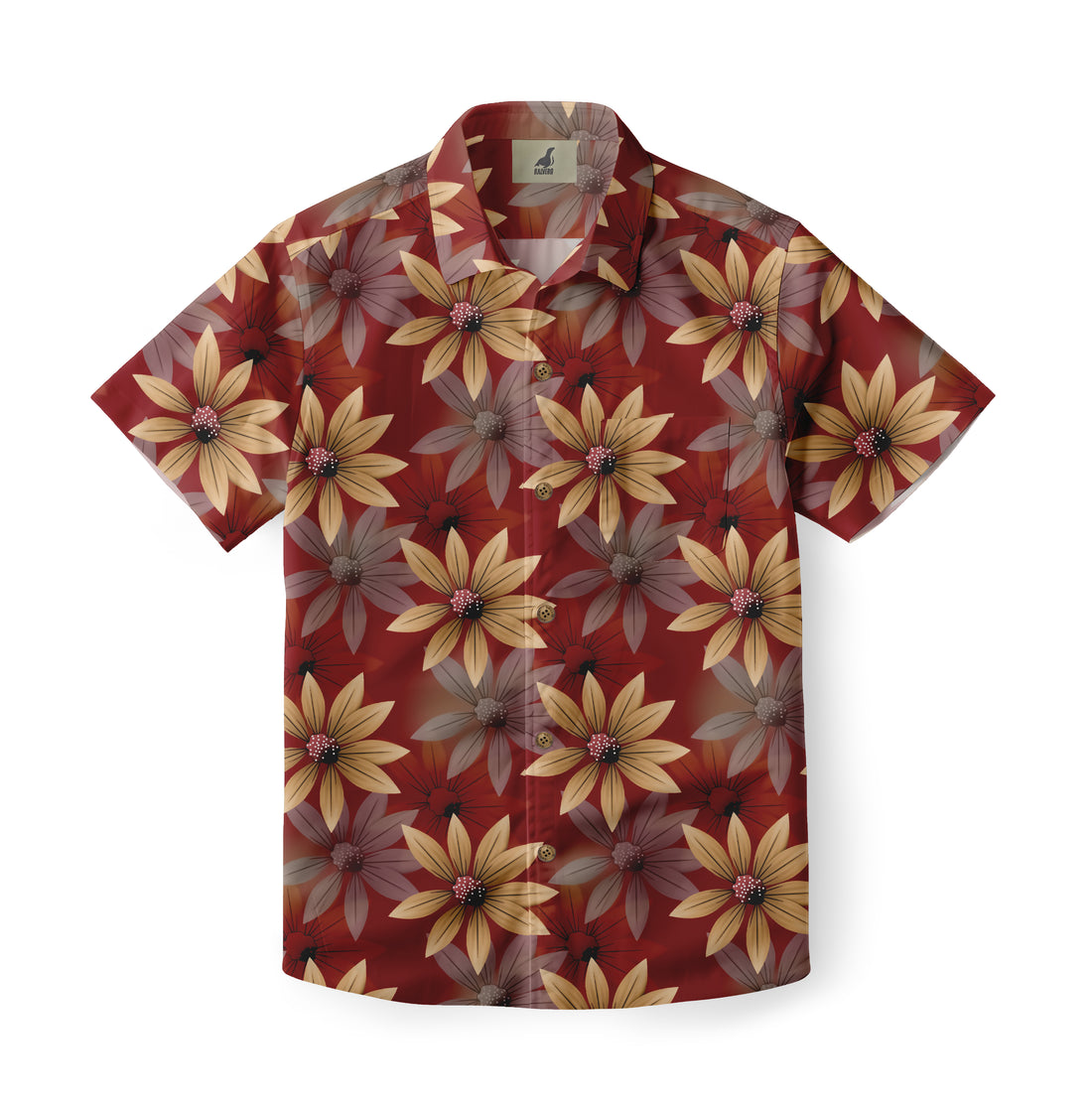 Red Tropical Floral Hawaiian Shirt
