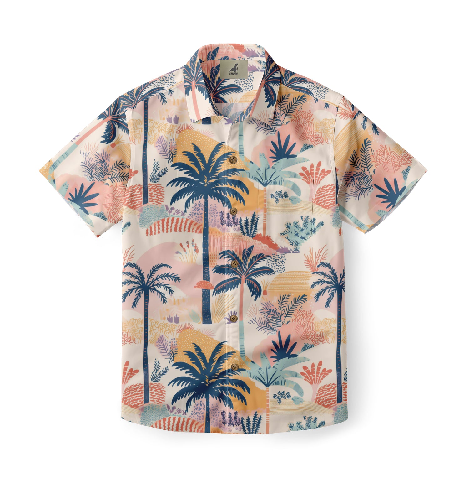 Cream Tropical Palm Hawaiian Shirt
