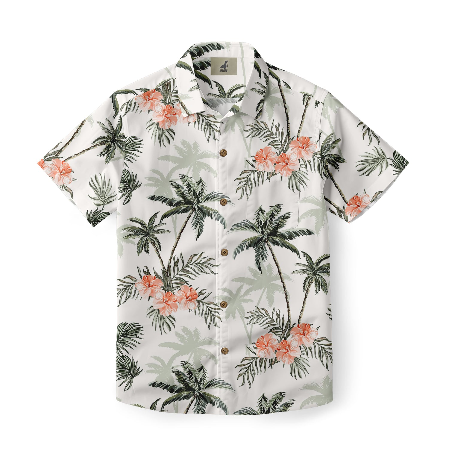 White Tropical Palm and Floral Hawaiian Shirt
